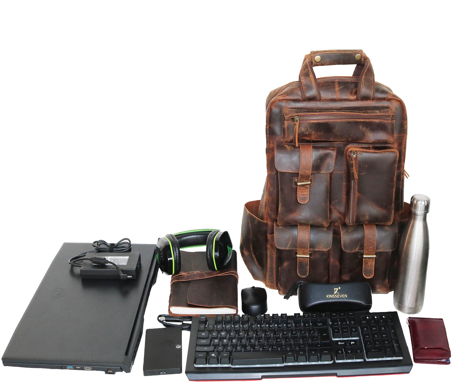 Experience The Perfect Blend Of Style And Functionality With This Handcrafted, Personalized Genuine Leather Backpack. Featuring Multiple Pockets Compartments, It Securely Holds Your Laptop, Keyboard, Headphones, Bottle, Other Daily Essentials. Vintage Distressed Finish Adds Rugged Charm, While Durable Stitching Ensures Long-lasting Use. Ideal For Work, Travel, Or Study, Versatile Bag Offers Ample Storage Timeless Appeal. A Customized Gift Men Women—perfect As Birthday Gift, Graduation Everyday Companion.
