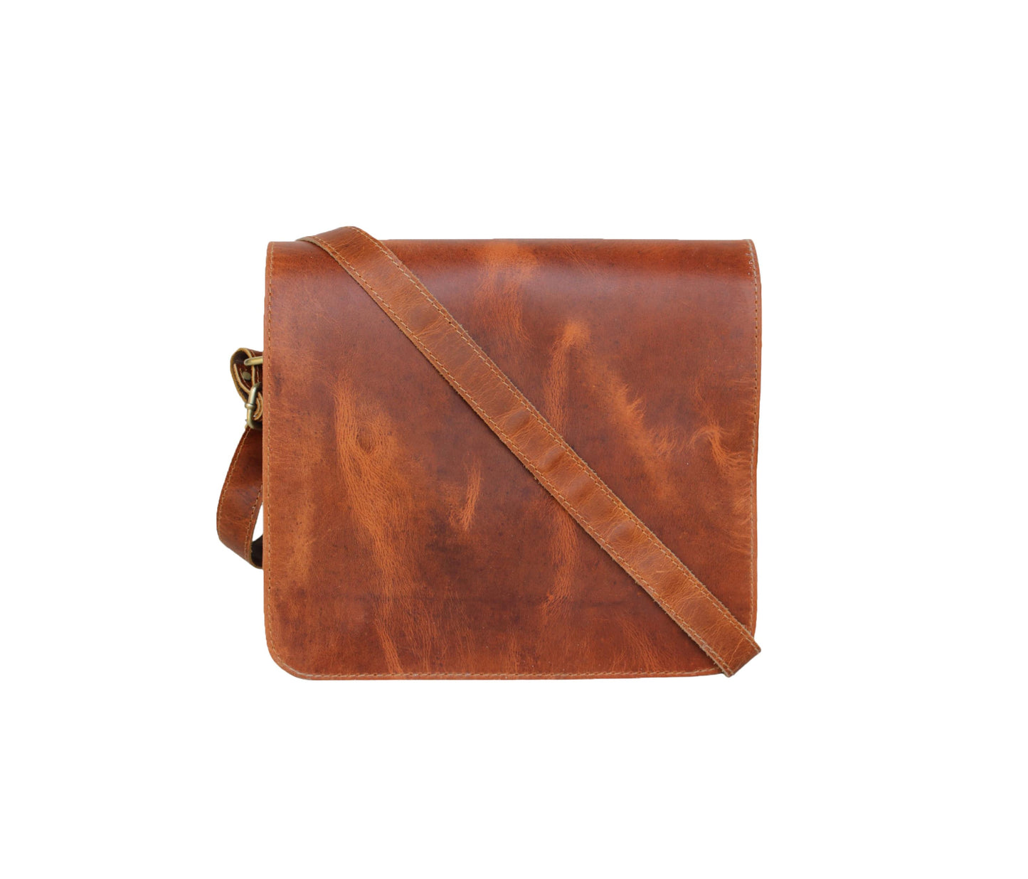 This Personalized Leather Messenger Bag Is Expertly Handcrafted From Full-grain Leather, Featuring A Rich Rustic Tan Brown Finish That Naturally Develops Character Over Time. Designed For Both Style And Utility, It Includes An Adjustable Strap Comfortable Crossbody Or Shoulder Wear. The Sleek Flap Closure Gives Clean, Minimalist Look, Making Ideal Daily Errands, Work, Casual Outings. Its Slim Silhouette Perfect Carrying Essentials Like Tablet, Small Notebook, Phone, Documents. Thoughtful Customized Birthday