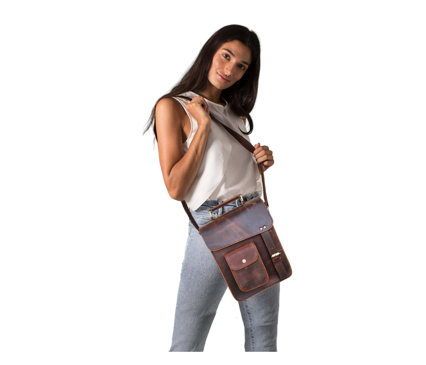 Step Out In Style With This Vintage Leather Crossbody Bag, Expertly Handcrafted From Premium Buffalo For Lasting Durability And Timeless Charm. Designed Both Men Women, Personalized Messenger Satchel Includes A Padded Tablet Sleeve, Phone Pocket, Pen Holder, Rear Zipper Essentials. Its Compact Yet Spacious Layout Makes It Perfect Customized Gift Him Or Her—ideal As Graduation Gift, Birthday Daily Companion Work Travel.