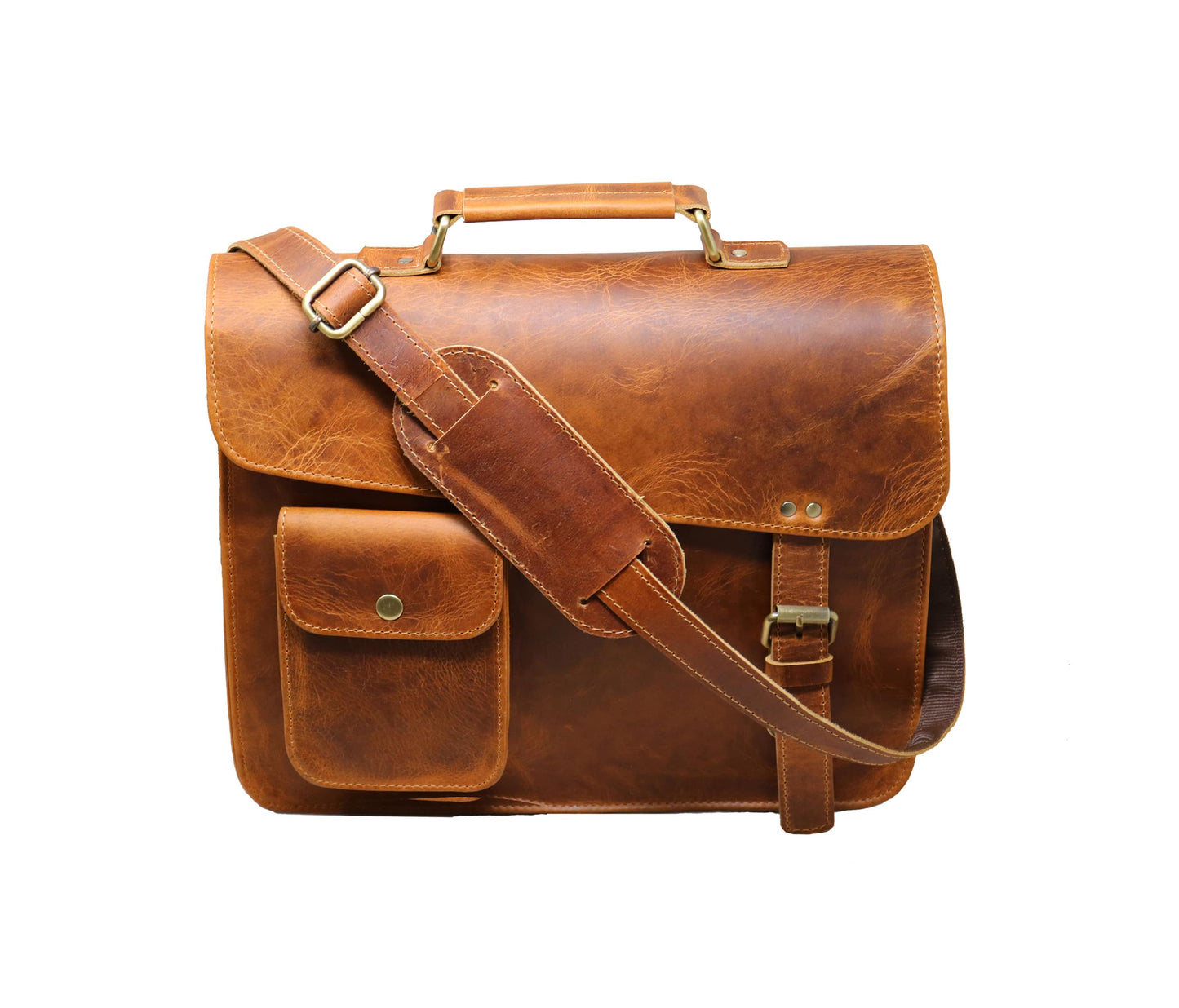 This Premium Handcrafted Brown Leather Messenger Bag Is Made From Genuine Goat Leather, Offering Durability, Eco-friendly Appeal, And Timeless Style. Perfect For Men Women, It’s Ideal Office, College, Or Business Use. Features Include A Secure Buckle Closure, Front Utility Pocket, Padded Adjustable Shoulder Strap, Sturdy Top Handle. Great Carrying Laptops, Documents, Books, Daily Essentials. Stylish, Multifunctional Briefcase—this Customized, Personalized Makes Gift Birthdays Graduations.