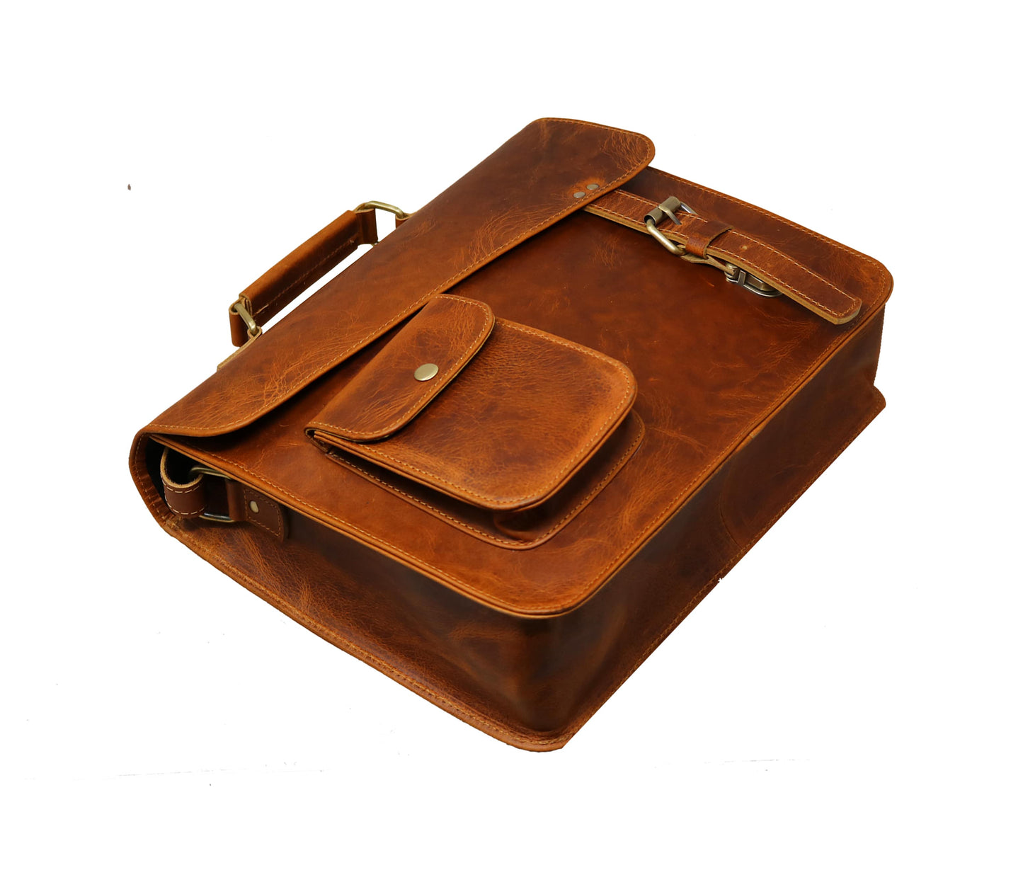 Crafted From 100% Genuine Leather, This Vintage Messenger Bag Combines Classic Design With Rugged Durability. Its Structured Silhouette, Front Snap-button Pocket, And Secure Buckle Flap Closure Offer Both Style Function. Spacious Enough For Laptops, Documents, Daily Essentials, It’s Ideal Professionals, Students, Travelers Alike. Reinforced Edges, Brass Hardware, A Sturdy Handle Ensure Longevity, While The Adjustable Shoulder Strap Adds Versatility. Customized, Personalized Gift Men Women—perfect Birthdays
