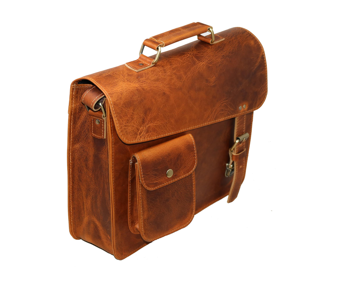 Crafted From 100% Genuine Leather, This Vintage Messenger Bag Combines Classic Design With Rugged Durability. Its Structured Silhouette, Front Snap-button Pocket, And Secure Buckle Flap Closure Offer Both Style Function. Spacious Enough For Laptops, Documents, Daily Essentials, It’s Ideal Professionals, Students, Travelers Alike. Reinforced Edges, Brass Hardware, A Sturdy Handle Ensure Longevity, While The Adjustable Shoulder Strap Adds Versatility. Customized, Personalized Gift Men Women—perfect Birthdays