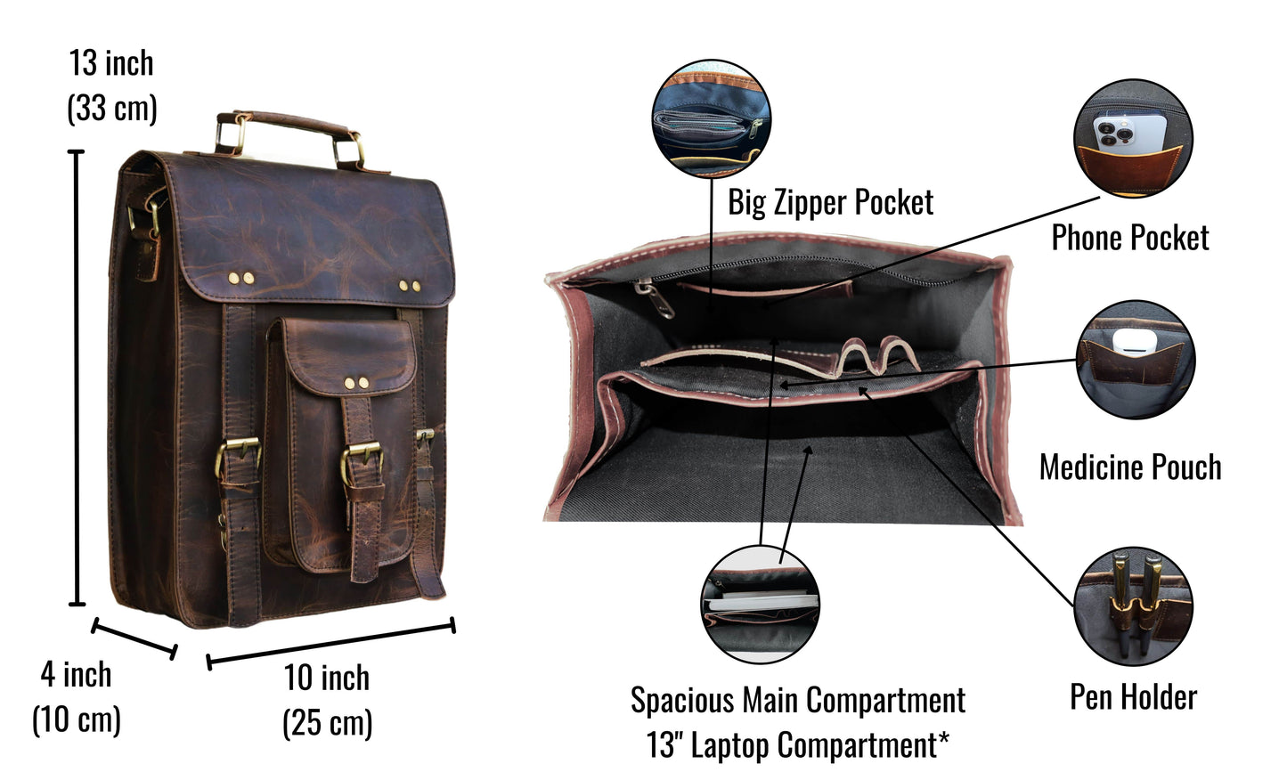 Cartera Indiana Jones - 13" Oscuro
