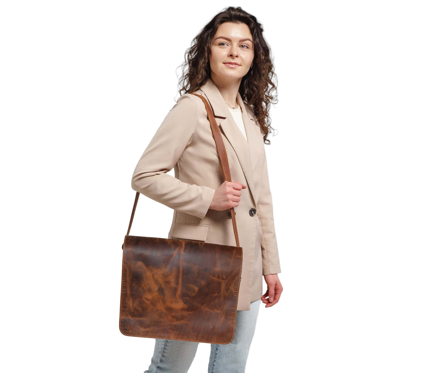 This Handcrafted Buffalo Leather Messenger Bag, Designed For Modern Professionals, Makes A Perfect Personalized And Customized Gift Men Women. It Features Large Padded Laptop Compartment (Fits Up To 15"), Internal Zippered Pockets, Pen Holders, Phone/medicine Pouch. The Adjustable Strap, Magnetic Closure, Sturdy Ykk Zippers Ensure Everyday Comfort Security. With Its Rugged, Distressed Finish, It’s An Ideal Birthday Gift, Graduation Or Stylish Companion Work, School, Travel.