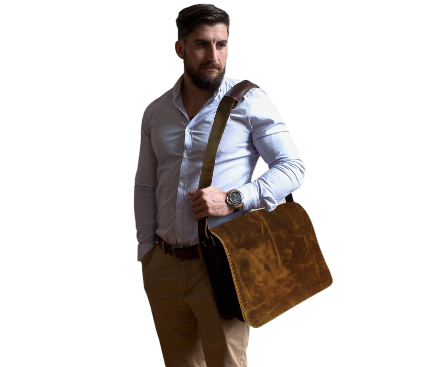 Carry Confidence And Timeless Style With This Handcrafted Buffalo Leather Messenger Bag—a Perfect Personalized And Customized Gift For Men And Women. Made From 100% Genuine Leather, It Features A Padded 15” Laptop Compartment, Zippered Pockets, Pen Holders, And A Phone/medicine Pouch. With Its Rugged, Distressed Finish And Classic Design, It Makes An Ideal Birthday Gift, Graduation Gift, Or Everyday Professional Companion For Work, College, Or Travel. Stylish Utility Meets Enduring Craftsmanship.