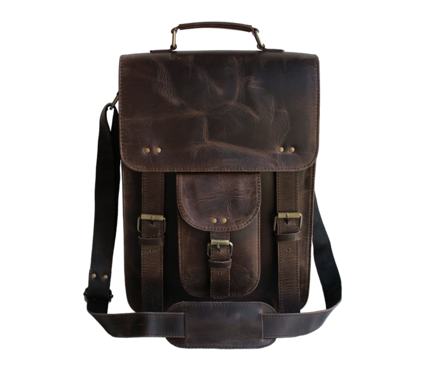 Make A Lasting Statement With The Jaald Vertical Leather Messenger Bag—a Perfect Personalized And Customized Gift For Men Women Who Value Timeless Craftsmanship. Handcrafted From Rich, Full-grain Buffalo In Bold Dark Brown Finish, This Stylish Satchel Combines Rugged Charm Minimalist Design. Featuring Dual Buckle Straps, Secure Front Pouch, Brass Hardware, It Makes An Ideal Birthday Gift, Graduation Or Everyday Companion Professionals Seeking Durable Elegance.
