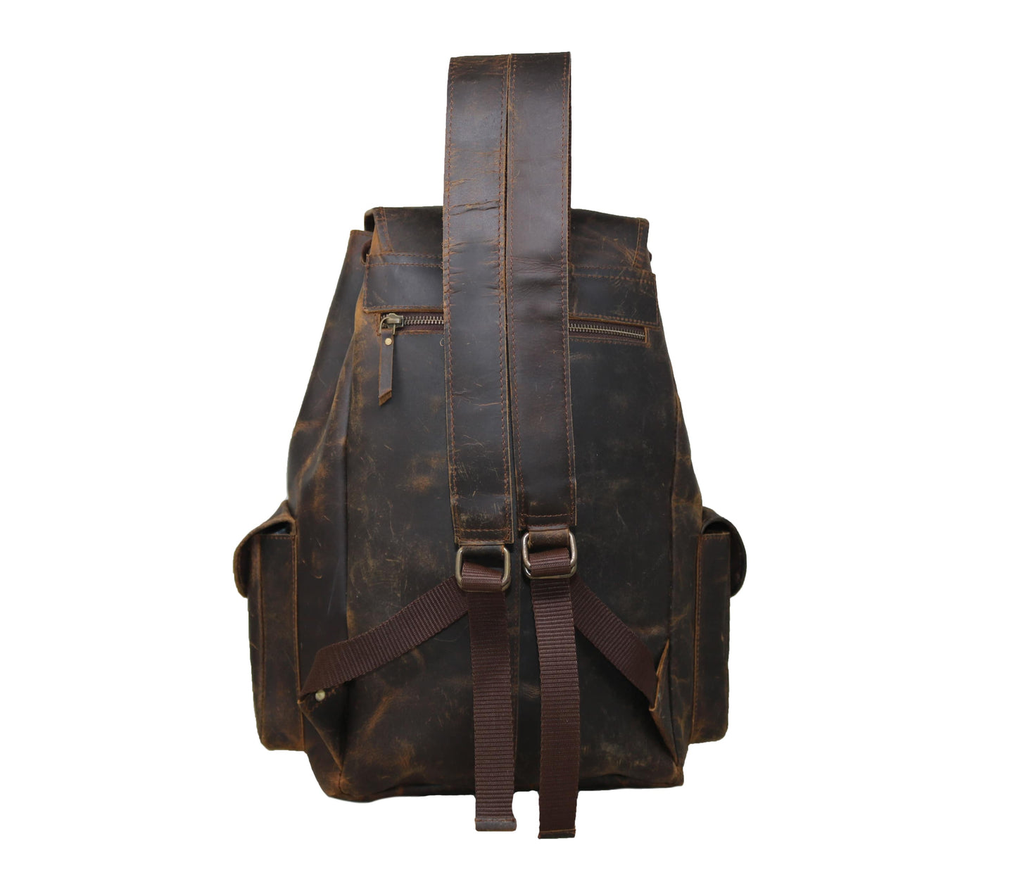 Engineered For Comfort And Durability, This Vintage Leather Backpack Features Broad, Reinforced Shoulder Straps Balanced Support—perfect Daily Office Commutes Or Business Travel. Crafted From Genuine Buffalo Leather, It Offers A Premium, Rugged Aesthetic. Discreet Anti-theft Back Zipper Pocket Keeps Valuables Secure, While Side Pockets Allow Quick Access To Essentials. Its Structured Silhouette Timeless Design Ensure Professional Look Wherever Your Day Takes You.