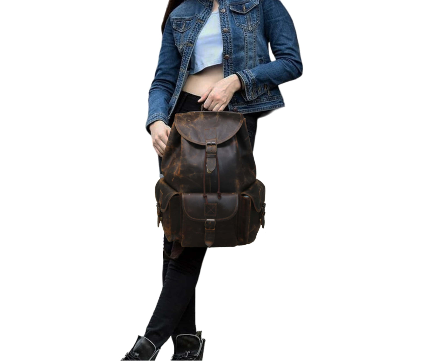 Step Out In Timeless Style With This Personalized Leather Backpack, Handcrafted From 100% Genuine Buffalo Leather. Its Rugged Elegance And Functional Design Make It A Perfect Customized Gift For Men Women—ideal As Graduation Gift, Birthday Present, Or Everyday Companion. The Spacious Main Compartment Sleek Silhouette Easily Carry Essentials Like Laptops, Books, More, Blending Vintage Charm Modern Practicality Work, Travel, Casual Adventures.