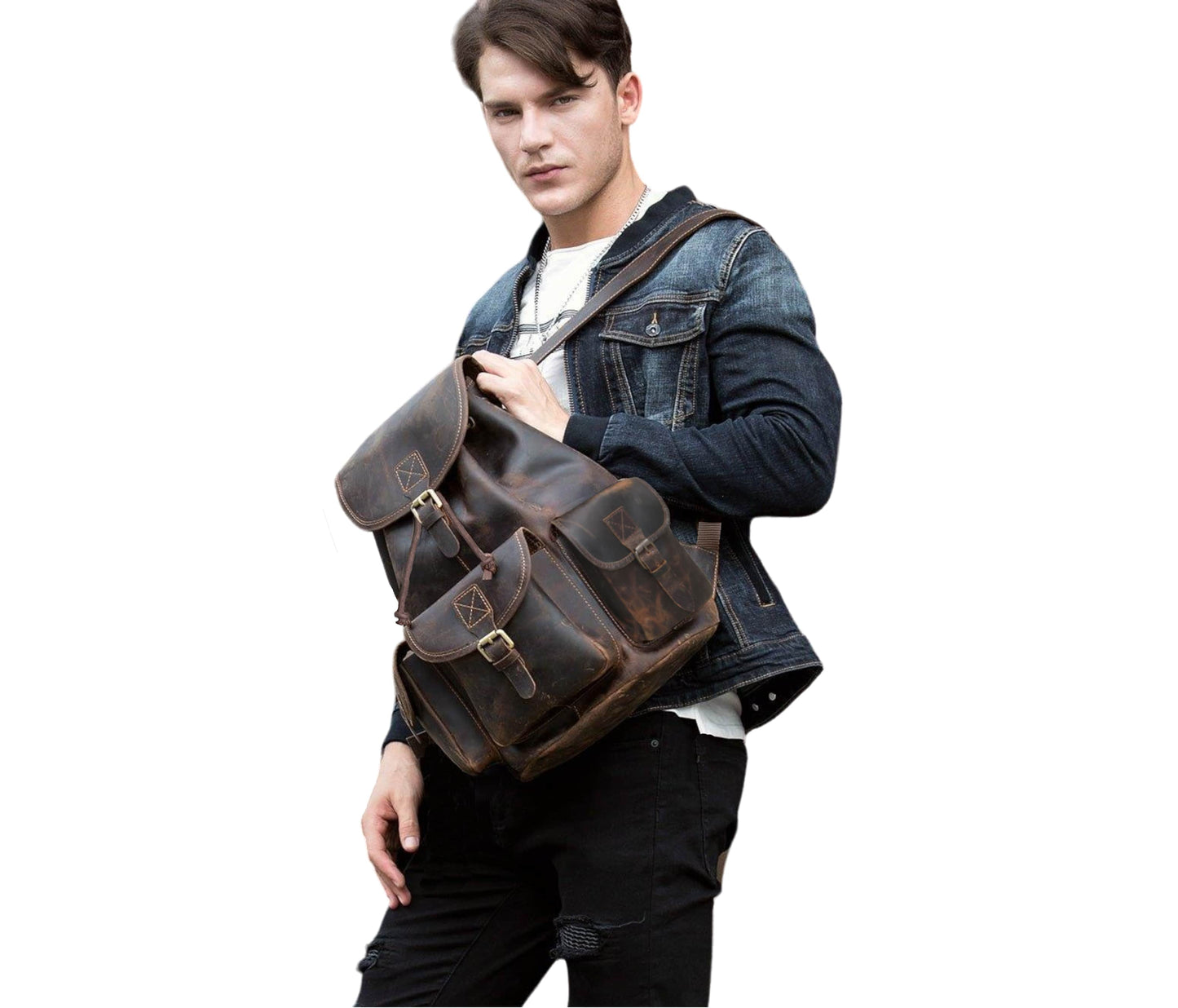 Command Attention On Your Commute With This Handcrafted Vintage Leather Backpack—expertly Designed For Professionals Who Value Both Style And Substance. Made From Rich Full-grain Buffalo Leather, It Combines Rugged Character Everyday Functionality. Multiple Front Side Compartments Keep Work Essentials Organized, While The Spacious Main Interior Easily Fits A Laptop, Documents, Tech Gear. Wide, Adjustable Shoulder Straps Ensure Long-lasting Comfort During Travel, Workdays, Or Daily Commutes.