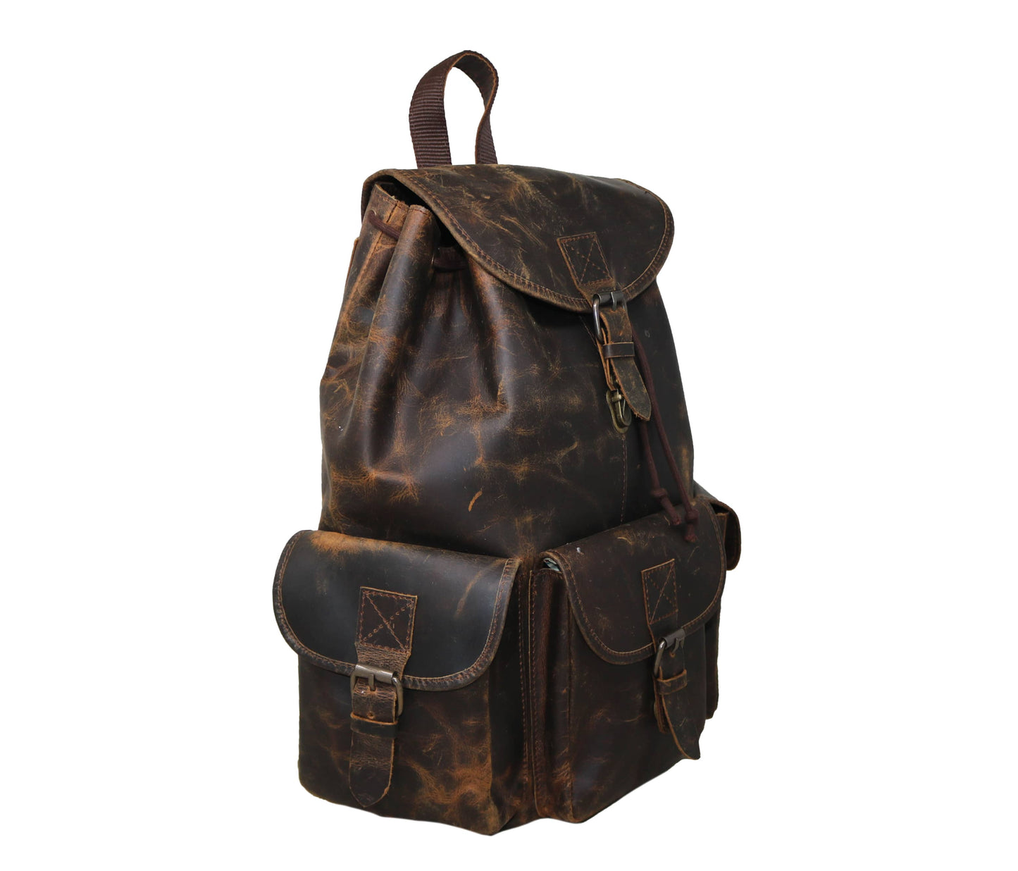 Make A Bold Yet Refined Statement With This Vintage-style Leather Backpack, Meticulously Handcrafted From Rugged Full-grain Buffalo Leather. Designed For Professionals Who Value Heritage Aesthetics And Modern Functionality, It Features Spacious Main Compartment, Secure Flap-and-buckle Closures, Multiple Side Pockets Easy Organization. The Distressed Finish Adds Rustic Charm While Preserving Sharp Executive Look making An Ideal Personalized Gift Men, Perfect Business Commutes, Weekend Getaways, Or Milestone