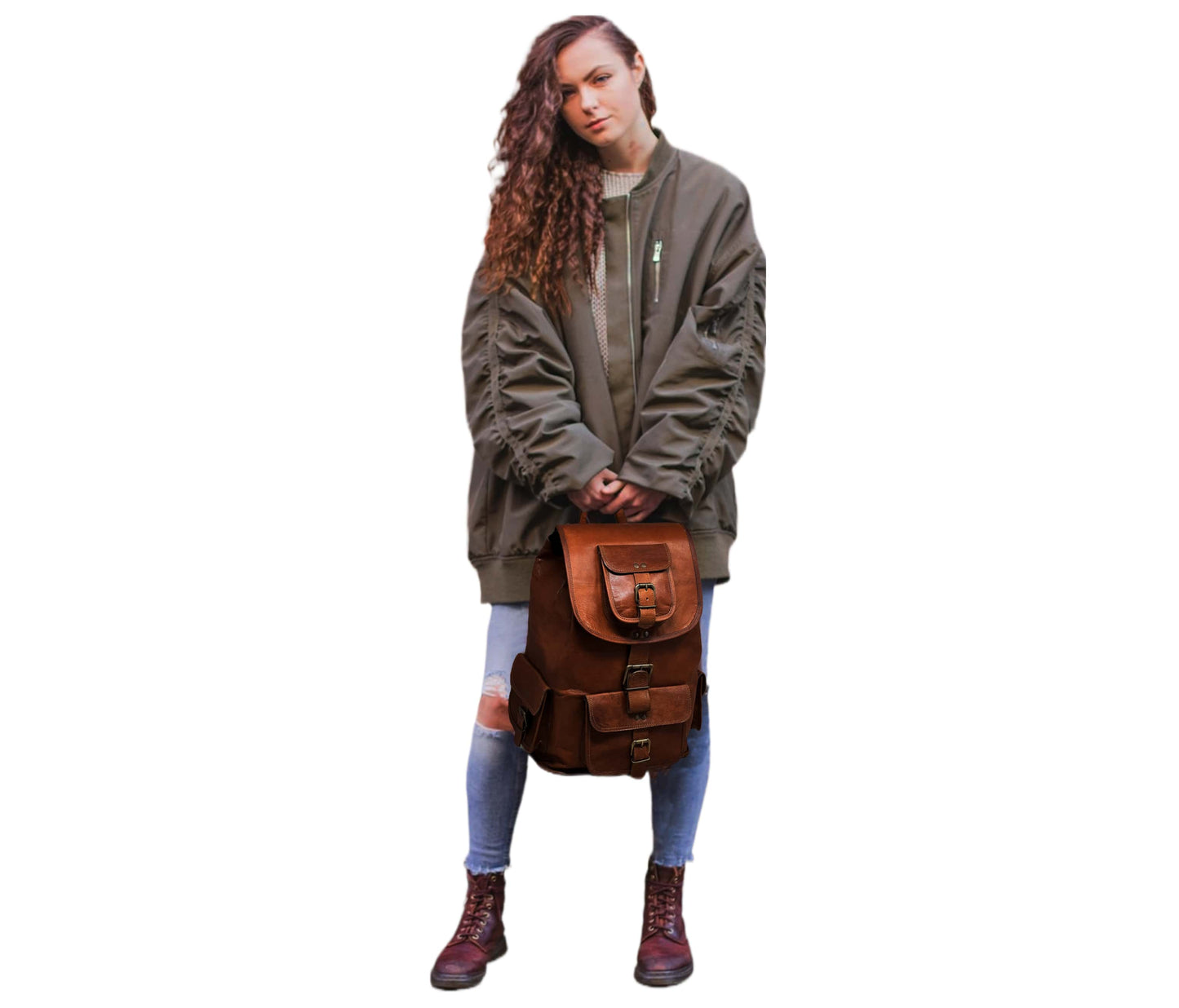 This Handcrafted Genuine Leather Backpack Is Perfect For Both Men And Women, Offering A Stylish Blend Of Function Fashion. Made From Rich Brown Full-grain With Soft, Natural Texture That Develops Character Over Time, It's Designed Versatility. The Unisex Rucksack Features Multiple Secure Pockets, Brass-polished Hardware, Spacious Interior Laptops, Books, Travel Essentials. Adjustable Padded Straps Sturdy Top Handle Provide Comfortable Carrying Options—ideal Work, School, Or Weekend Getaway. Timeless Choice