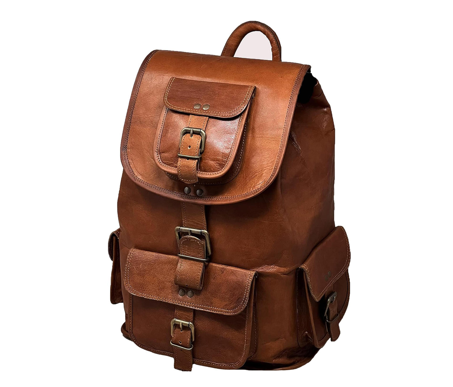 Crafted From Premium Full-grain Leather, This Vintage Backpack Is A Perfect Personalized Or Customized Gift For Men And Women. Ideal As Graduation Gift, Birthday Travel Essential, It Features Secure Buckle Closures, Multiple External Pockets, Spacious Interior With Padded Laptop Sleeve. Adjustable Shoulder Straps Sturdy Top Handle Provide Versatile Carrying Options. Whether Work, Commuting, Adventure, Handcrafted Rucksack Offers Durability, Comfort, Timeless Style.