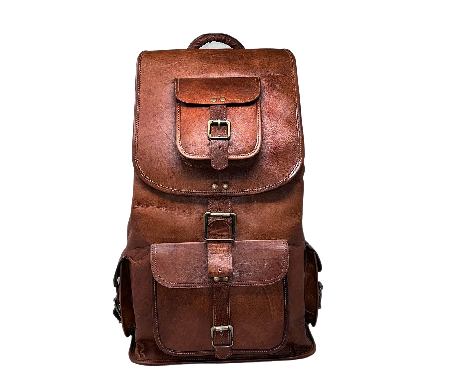 This Genuine Leather Backpack Is A Perfect Personalized Or Customized Gift For Men And Women, Ideal As Graduation Birthday Gift. Handcrafted From Premium Full-grain Leather, It Features Multiple Secure Buckle Pockets Organized Storage Of Gadgets, Accessories, Travel Essentials. The Spacious Interior Fits Laptops Books With Ease. Designed Comfort Adjustable Straps Sturdy Top Handle, It’s Stylish, Durable Choice Work, College, Daily Use.