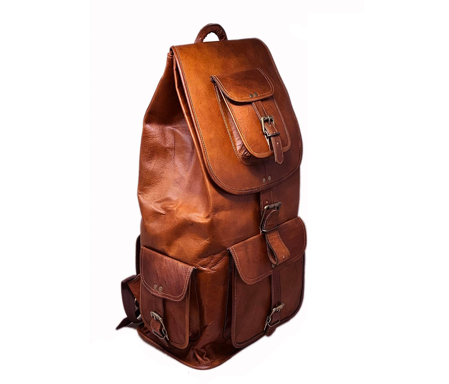 This Genuine Leather Backpack Is A Perfect Personalized Or Customized Gift For Men And Women, Ideal As Graduation Gift, Birthday Everyday Essential. Expertly Handcrafted From Rich Brown Full-grain Leather, It Blends Durability With Timeless Vintage Style. Multiple Front Side Buckle Pockets Offer Organized Storage Laptop, Books, Gadgets. Spacious Main Compartment Adjustable Straps, It’s Travel, College, Work—built Comfort, Style, Lasting Use