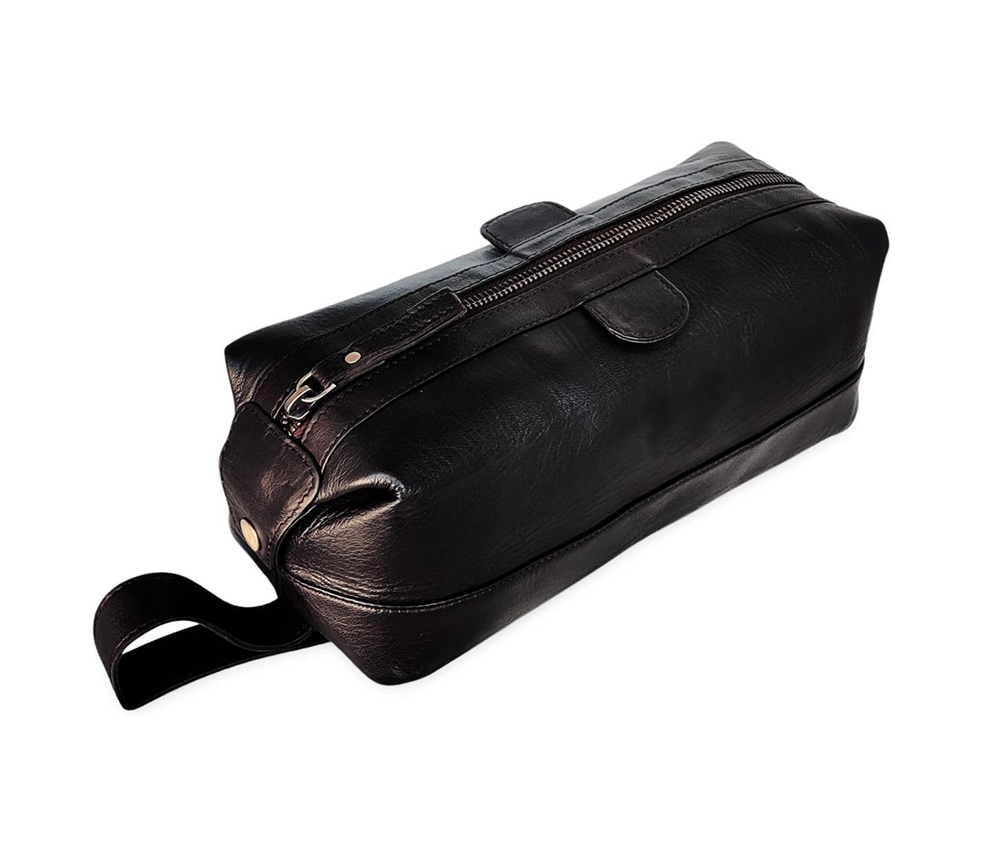 Sleek Black Leather Toiletry Bag, Expertly Handcrafted For Durability And Elegance. This Compact Travel Pouch Offers Ample Room Grooming Tools, Skincare, Cosmetics. Featuring Premium Zippers A Sturdy Handle, It’s Perfect Vacations, Business Trips, Or Daily Use. An Ideal Personalized Birthday Gift, Graduation Customized Gift Men Women, Timeless Dopp Kit Is The Ultimate Organizer Usa—both Stylish Practical.