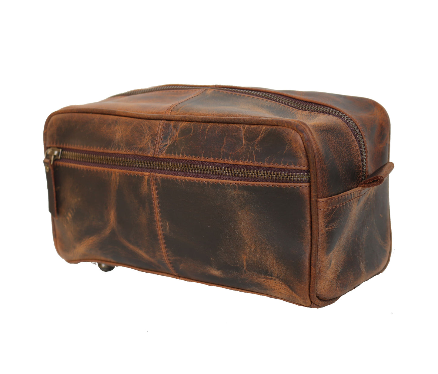 This Premium Handmade Leather Travel Pouch Boasts A Rustic Vintage Finish, Front Zip Pocket, And Smooth Top Zipper For Secure Storage Of Razors, Brushes, Essentials. Designed With Sturdy Side Handle Easy Portability, It’s Perfect Daily Use Or Travel. Stylish, Durable Toiletry Case, It Makes An Ideal Personalized Birthday Gift, Graduation Customized Gift Men Women Who Appreciate Timeless Utility Craftsmanship.