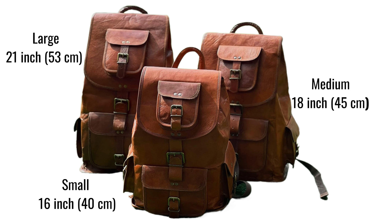Elevate Your Everyday Style With Our Handcrafted Leather Backpack, Available In Three Versatile Sizes—small (16"/40 Cm), Medium (18"/45 And Large (21"/53 Cm)—perfect For Commutes, Weekend Travel, Or Rugged Adventures. Made From Premium Full-grain Leather, Each Rucksack Features Secure Buckle Closures, Front Side Pockets Added Utility, Adjustable Straps All-day Comfort. Its Rich Vintage Patina, It’s A Perfect Personalized Customized Gift Men—ideal As Birthday Graduation Gift.