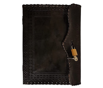 Handmade Vintage Black Leather Journal with Lock