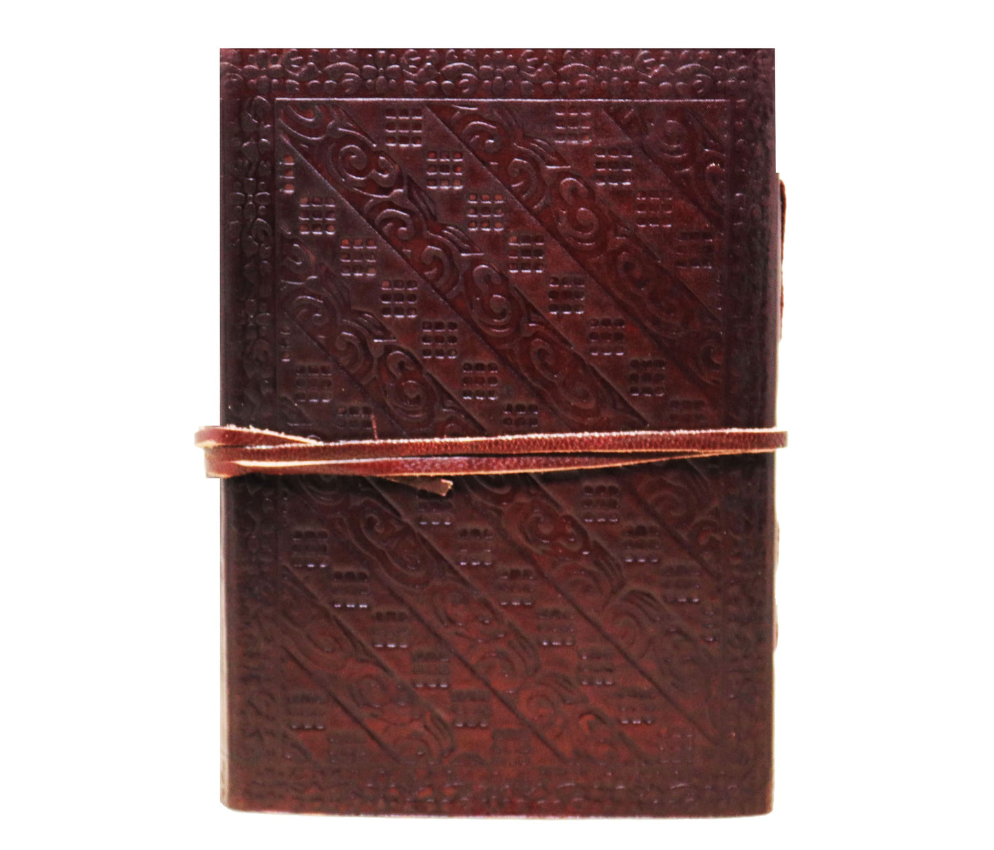 Handcrafted With Intricate Geometric Embossing, This Leather Journal Is Both Elegant And Timeless. Measuring 7 X 5 1.5 Inches (17.8 12.7 3.8 Cm), It Features A Wrap-around Strap For Secure Closure Vintage-style Unlined Paper Writing, Sketching, Or Journaling. The Durable Coptic-stitched Spine Allows To Lay Flat. Personalized, Customized Notebook—an Ideal Birthday Graduation Gift Men Women, Writers, Travelers, Artists