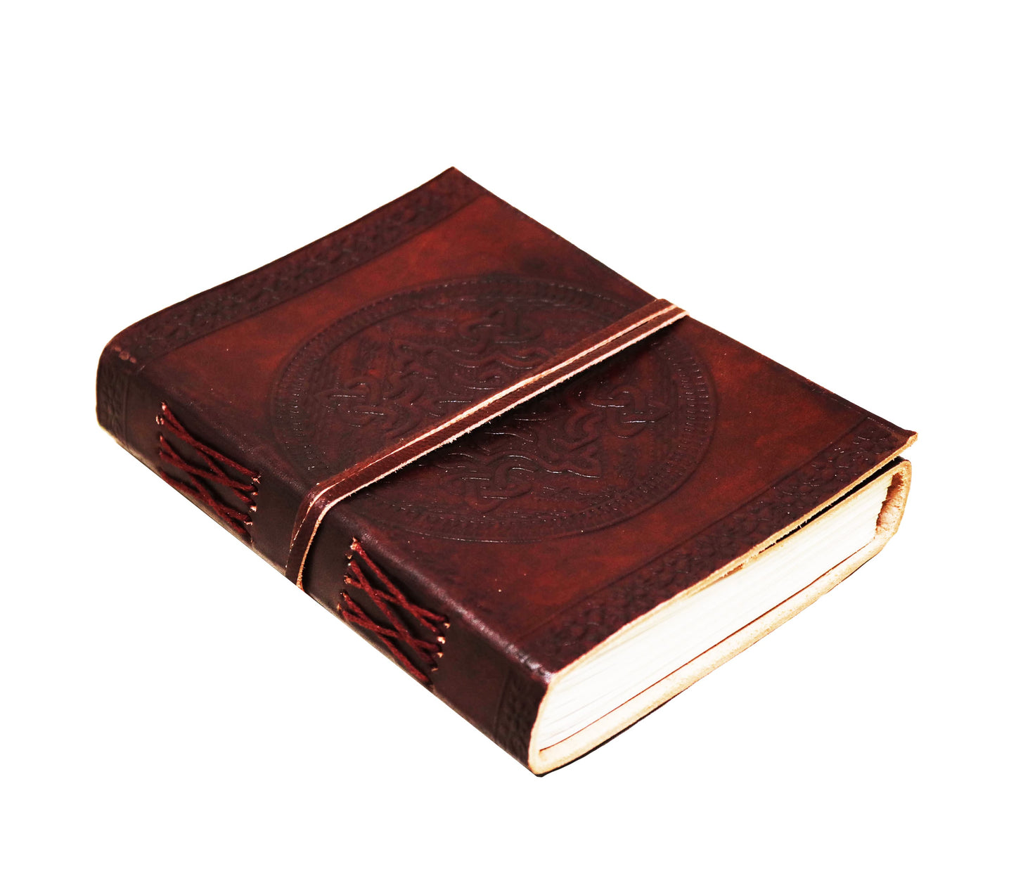 Capture Your Thoughts In This Celtic-embossed Leather Journal, Handcrafted From Premium Full-grain Leather. Featuring Intricate Knotwork, Durable Coptic Stitching, And A Secure Wrap-around Strap, Refillable Vintage Notebook Is Perfect For Writing, Sketching, Or Gifting. With Acid-free Handmade Paper, It’s Ideal Journaling, Travel Notes, Spiritual Reflection. Personalized Customized Birthday Graduation Gift Men Women Who Cherish Rustic Charm, Creativity, Meaningful Expression.