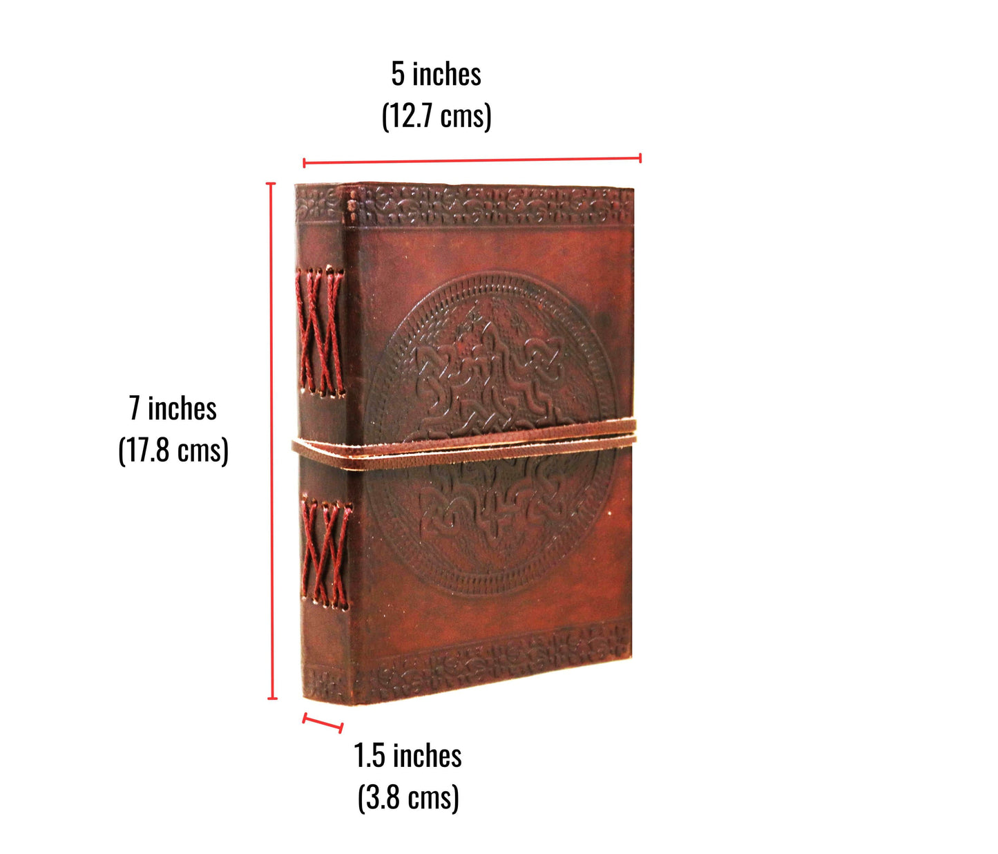 Embrace Timeless Craftsmanship With This 5x7-inch Celtic-embossed Leather Journal, Handmade From Premium Full-grain Leather. Featuring Intricate Knotwork, Durable Coptic Binding, And A Secure Wrap-around Strap, It Holds Thick, Acid-free Vintage-style Paper—ideal For Writing, Sketching, Or Reflection. Personalized, Refillable Notebook Is Perfect Travel Diary Spiritual Writer’s Companion. Meaningful Birthday Gift Graduation Gift, Customized Medieval-style Journal Suits Both Men Women Who Appreciate Rustic