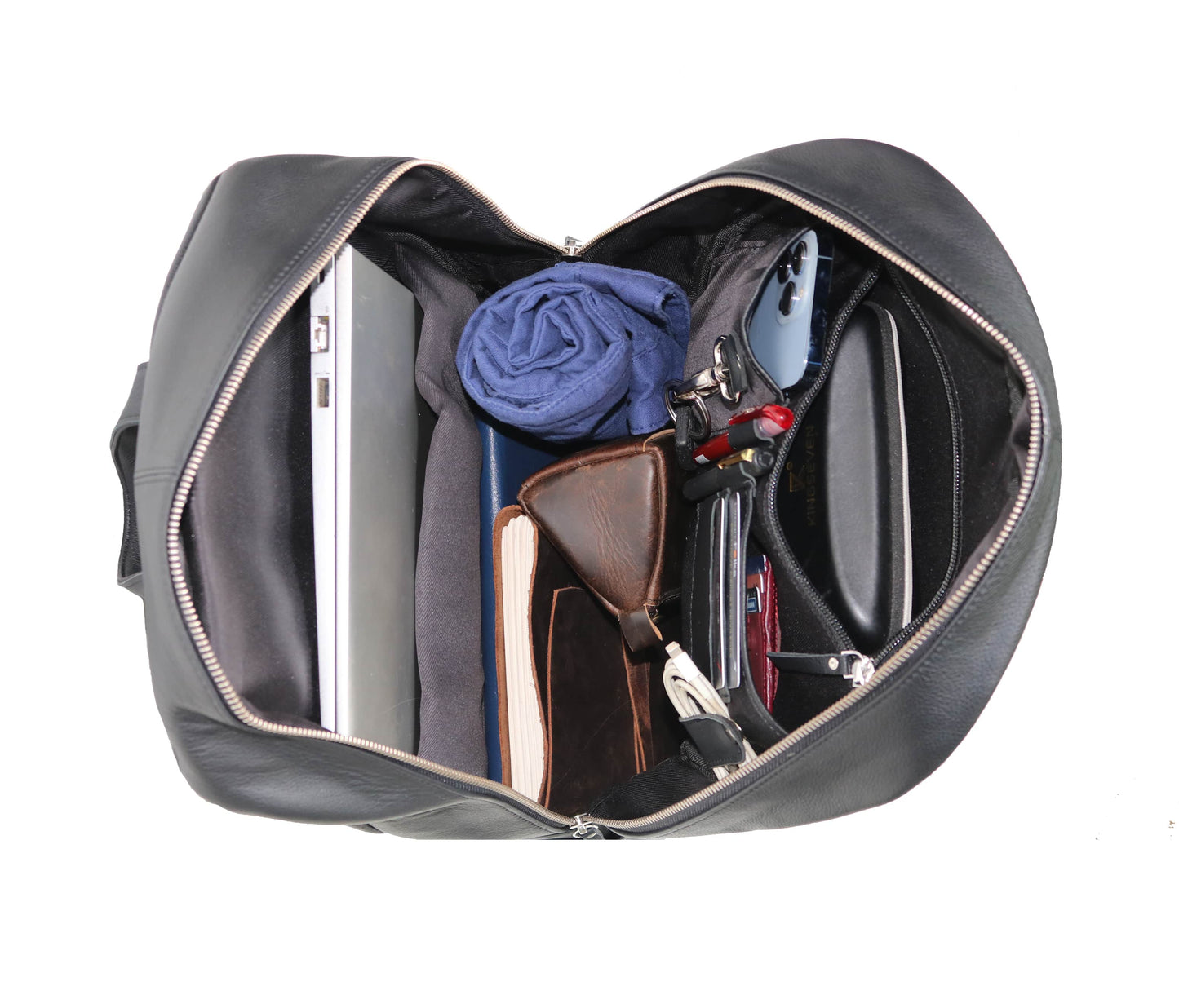 This Personalized Black Full-grain Leather Backpack Is Designed For Modern Professionals, Creatives, And Travelers. Its Intelligently Structured Interior Includes A Padded Laptop Sleeve And Organized Compartments For Essentials Like Notebooks, Wallet, Phone, And Sunglasses. Durable Ykk Zippers, Reinforced Stitching, And Soft Lining Offer Protection And Longevity. A Perfect Customized Gift For Men And Women—ideal As A Birthday Gift, Graduation Present, Or Stylish Daily Companion For Work Or Travel.
