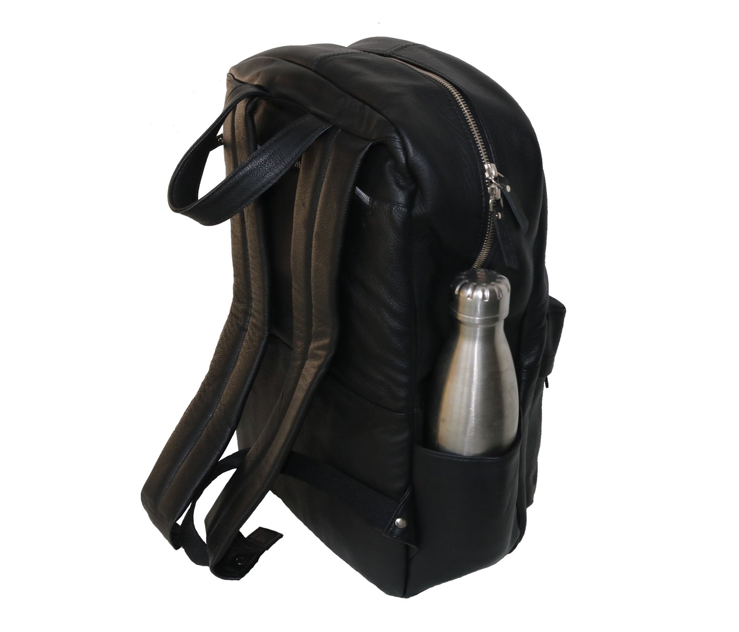 This Black Leather Backpack Blends Premium Craftsmanship With Sleek Utility—an Ideal Personalized Or Customized Gift For Men And Women. Crafted From Full-grain Leather, It Features Padded Shoulder Straps Comfort A Side Pocket Your Water Bottle. Its Structured Design, Durable Zippers, Minimalist Profile Make Perfect Professionals, Students, Travelers. Thoughtful Graduation Birthday That Combines Everyday Practicality Timeless Style.