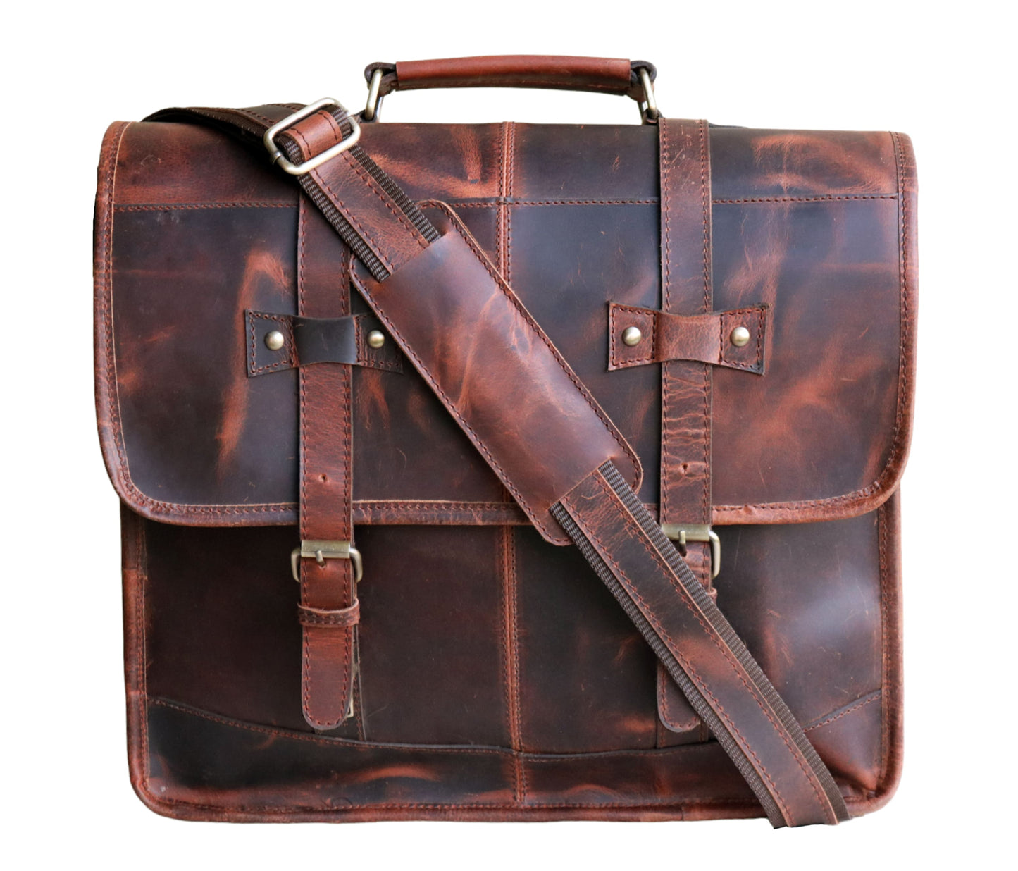 Crafted From Premium Full-grain Leather, This Vintage-style Messenger Bag Makes A Perfect Personalized, Customized Gift For Men And Women, Blending Rugged Durability With Timeless Elegance. Its Distinctive Patchwork Design Rich, Distressed Finish Develop Beautiful Patina Over Time. Secure Buckle Closures, Reinforced Stitching, Spacious Compartments, It’s Ideal Carrying 15-inch Laptop, Notebooks, Or Documents. Thoughtful Birthday Gift, Graduation Stylish Professional Companion Work, School, Travel.
