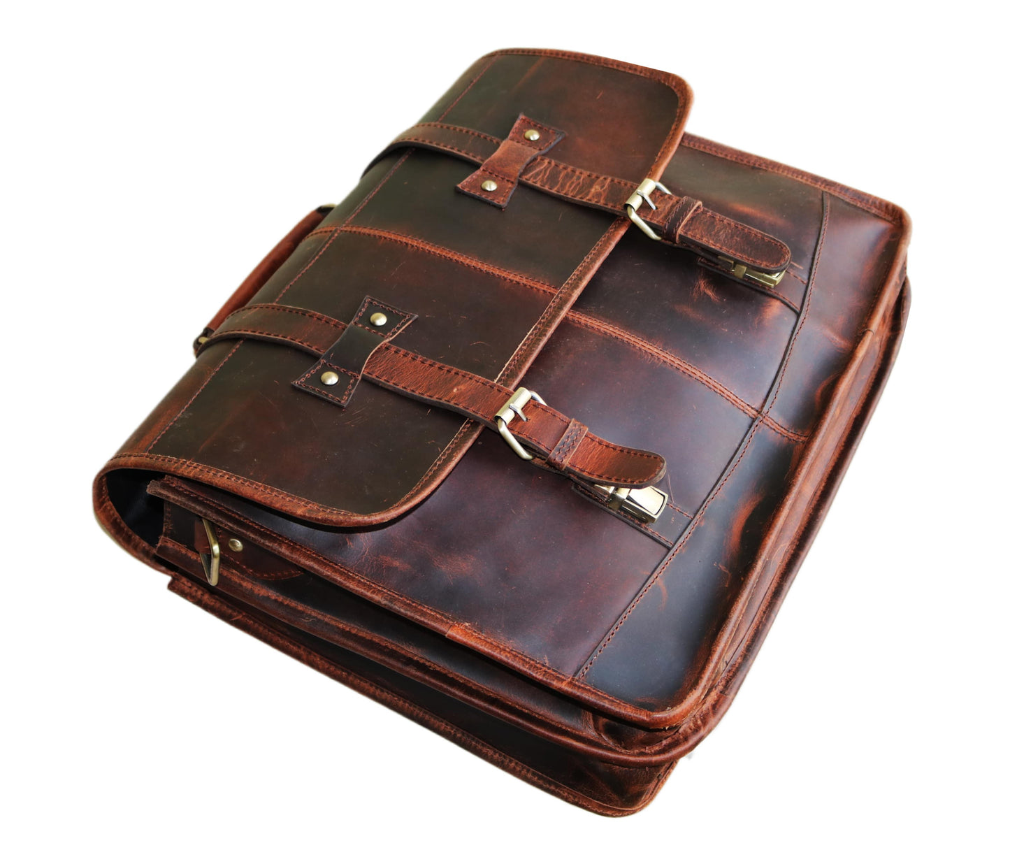 Exude Timeless Style With This Handcrafted Leather Office Bag—a Personalized, Customized Gift For Men And Women. Made From Rich Full-grain A Unique Marbled Texture, It Features Structured Silhouette, Double-buckle Flap, Brass-finish Hardware Vintage Appeal. Spacious Enough Laptops, Documents, Essentials, It’s Ideal Daily Use. Perfect Birthday Gift, Graduation Or Professional Companion Anyone Who Values Elegance, Durability, Smart Organization.