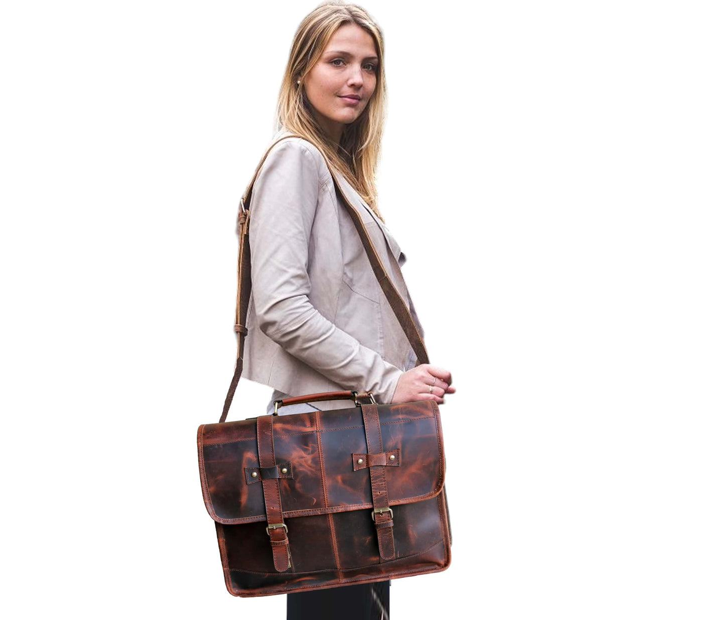 From Boardrooms To Brunches, This Vintage Leather Messenger Bag Makes A Standout Personalized Gift For Men And Women, Offering Effortless Style Everyday Practicality. Worn Crossbody, It Ensures Hands-free Convenience, While The Rich Distressed Finish, Bold Buckle Accents, Handcrafted Details Reflect Timeless Charm. Spacious Enough Your Laptop, Planner, Essentials, It’s Thoughtful Graduation Gift, Birthday Or Customized Work Companion Modern, Style-conscious Professional.