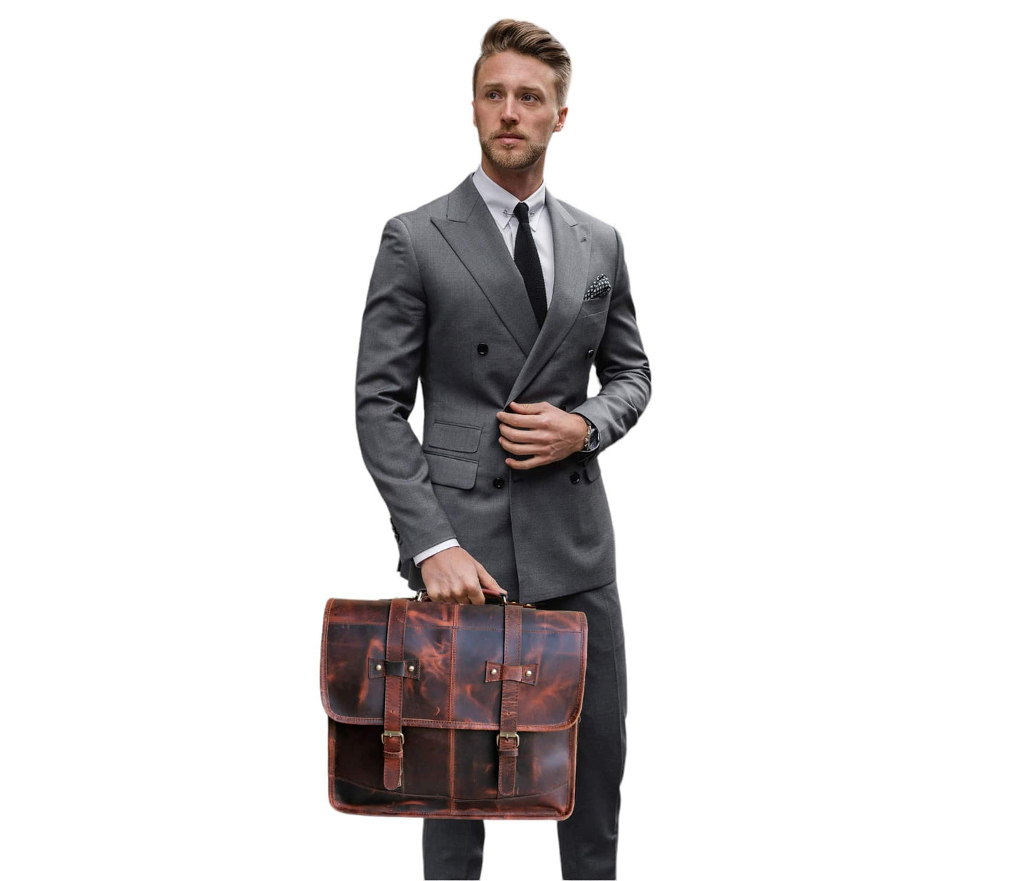 Carry Confidence With Every Step This Personalized Leather Briefcase Thoughtful Gift For Men And Women. Handcrafted From Full-grain Distressed Leather, It Blends Rugged Sophistication Timeless Style. The Structured Body, Classic Buckle Flap, Ergonomic Handle Make Perfect Professionals On Move. Whether Used Business Travel Or Daily Meetings, Customized Bag Makes An Ideal Graduation Gift, Birthday Stylish Work Companion Built To Last.