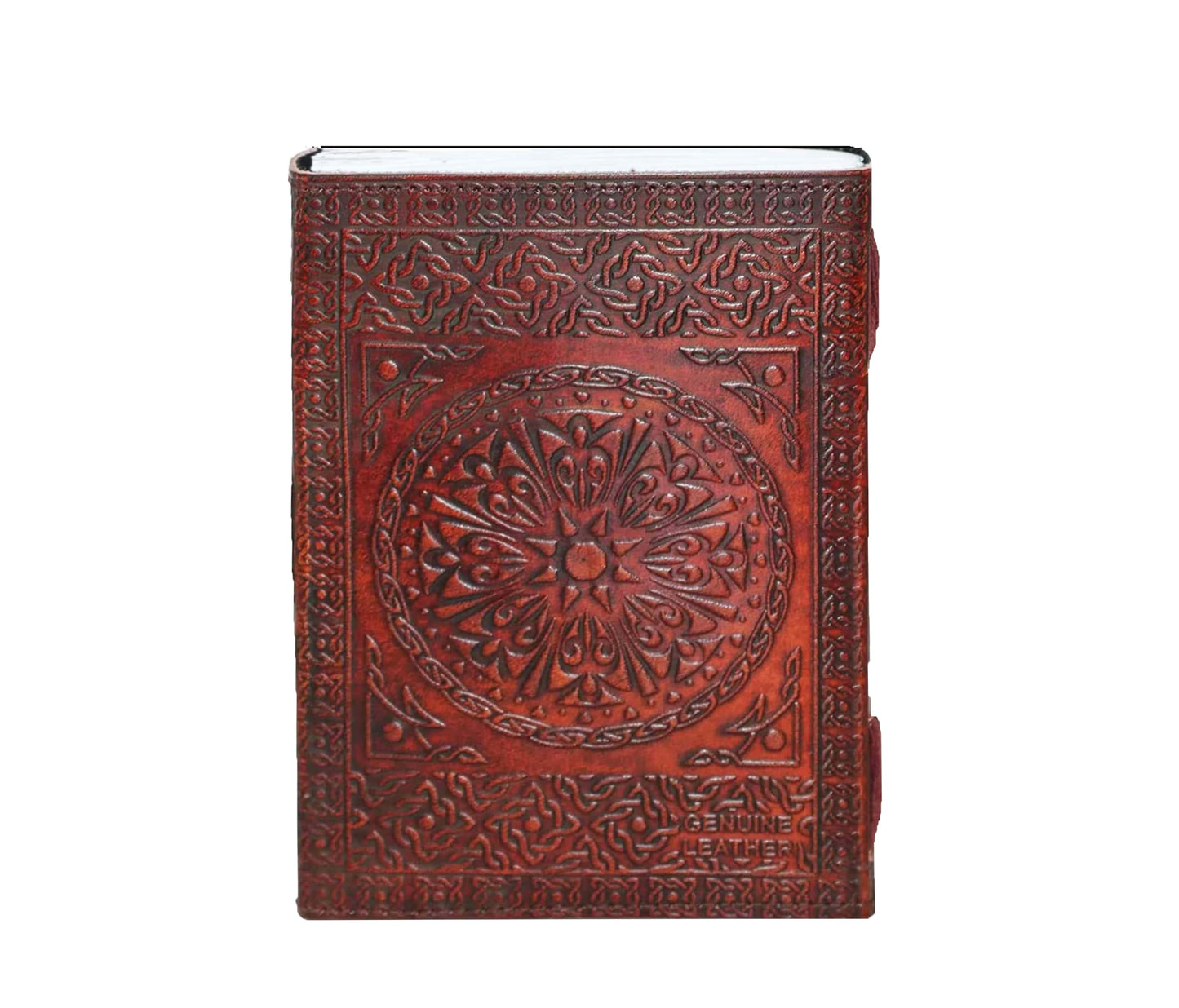 This Brown Leather Notebook Features An Intricate Embossed Design, Handcrafted From Genuine To Offer Timeless Elegance And Durability. With Unlined Pages A Secure Wrap Closure, It’s Ideal For Journaling, Sketching, Or Note-taking. Perfect Personalized Customized Gift Men Women, Makes Thoughtful Birthday Gift, Graduation Keepsake Writers, Students, Creatives Who Value Artistic Detail Vintage Charm In Everyday Essentials.