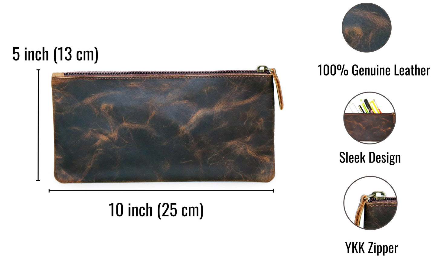 This Handcrafted Leather Stationery Case Is Made From Genuine And Measures 10 X 5 Inches. Its Sleek, Minimalist Design Holds Pens, Rulers, Markers, Small Accessories With Ease. Compact Enough For Briefcases Or Backpacks, It Features A Premium Ykk Zipper Secure Closure. Perfect Personalized Birthday Gift, Graduation Customized Gift Men Women—ideal Professionals, Students, Artists Who Appreciate Timeless Quality Style.