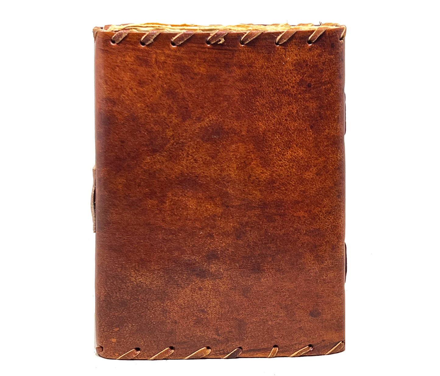 This Image Showcases The Back Cover Of A Handcrafted Leather Journal, Featuring Rich Brown Genuine And Hand-stitched Detailing. Visible Craftsmanship Natural Grain Offer Durability Vintage Charm. Ideal As Personalized Grimoire, Rustic Notebook, Or Travel Diary, Customized Piece Is Thoughtful Birthday Graduation Gift For Men Women—perfect Fans Handmade Journals, Wiccan Books, Gothic Stationery Seeking Timeless Style Personal Expression.