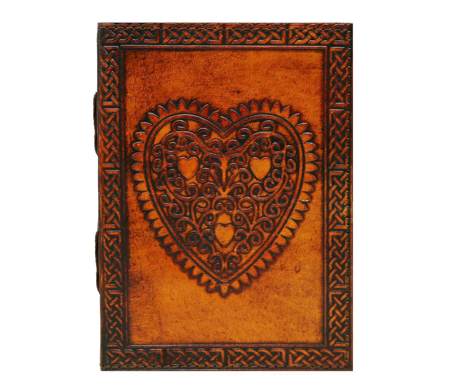 This Beautifully Handcrafted Leather Journal Features A Deeply Embossed Heart Framed By Classic Celtic Knotwork, Symbolizing Love, Unity, And Creativity. The Rich Rustic Tan Cover Exudes Vintage Charm, While Its Strap-free Design Allows Easy, Spontaneous Writing Or Sketching. Warm, Personalized Gift For Men Women—perfect Birthdays, Anniversaries, Romantic Occasions. Customize It To Create Heartfelt Keepsake Personal Reflections Share With Someone Truly Special.