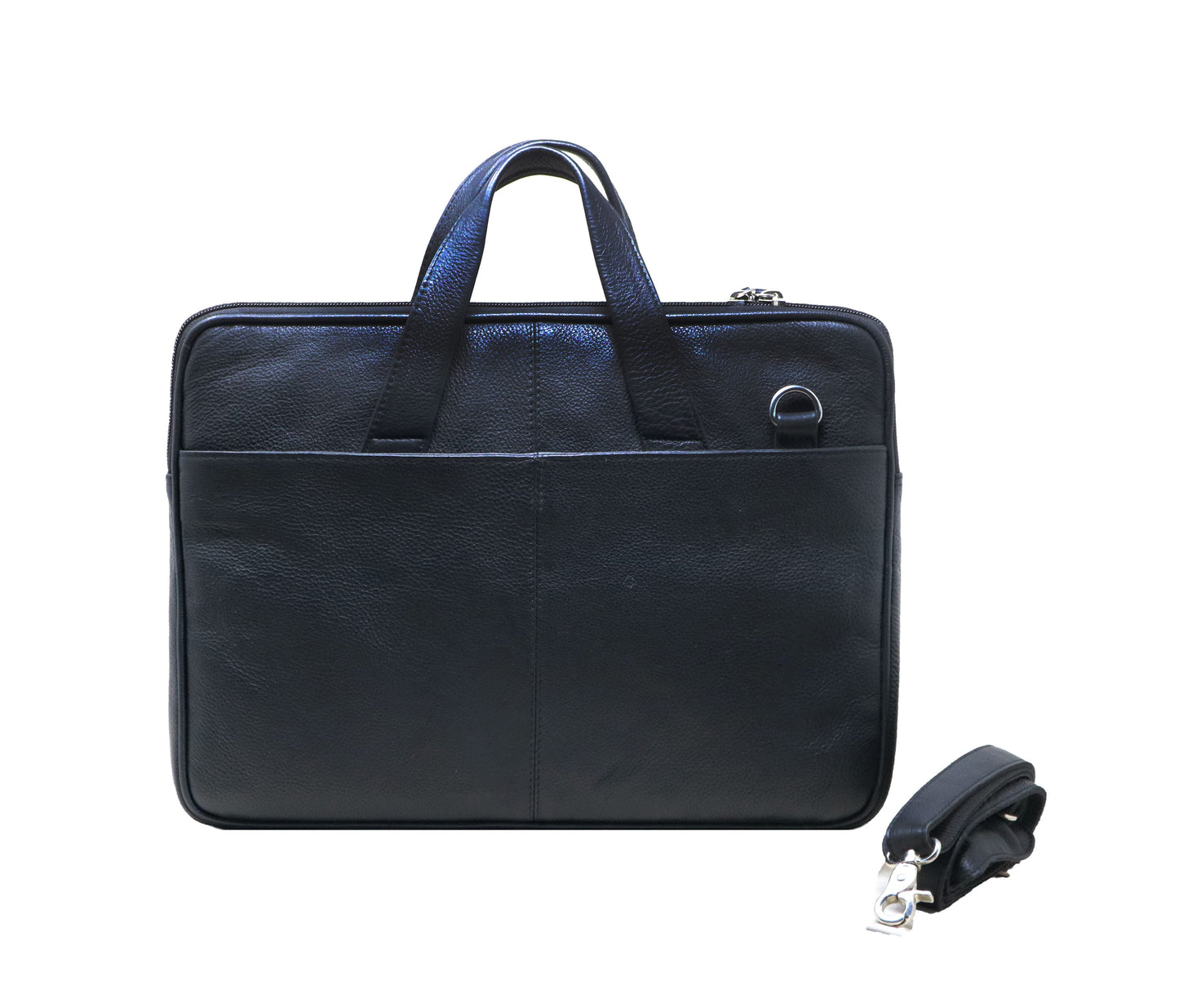 This Premium Black Leather Laptop Bag Showcases A Clean, Minimalist Design With Dual Top Handles And Detachable, Adjustable Shoulder Strap For Versatile Carrying. Wide Front Pocket Offers Quick Access To Essentials, While Its Slim Structure Suits Professional Settings. Crafted From High-quality Leather, It’s Ideal Office, Travel, Or School. Stylish Personalized Birthday Gift, Graduation Customized Gift Men Women—perfect Executives Digital Nomads.