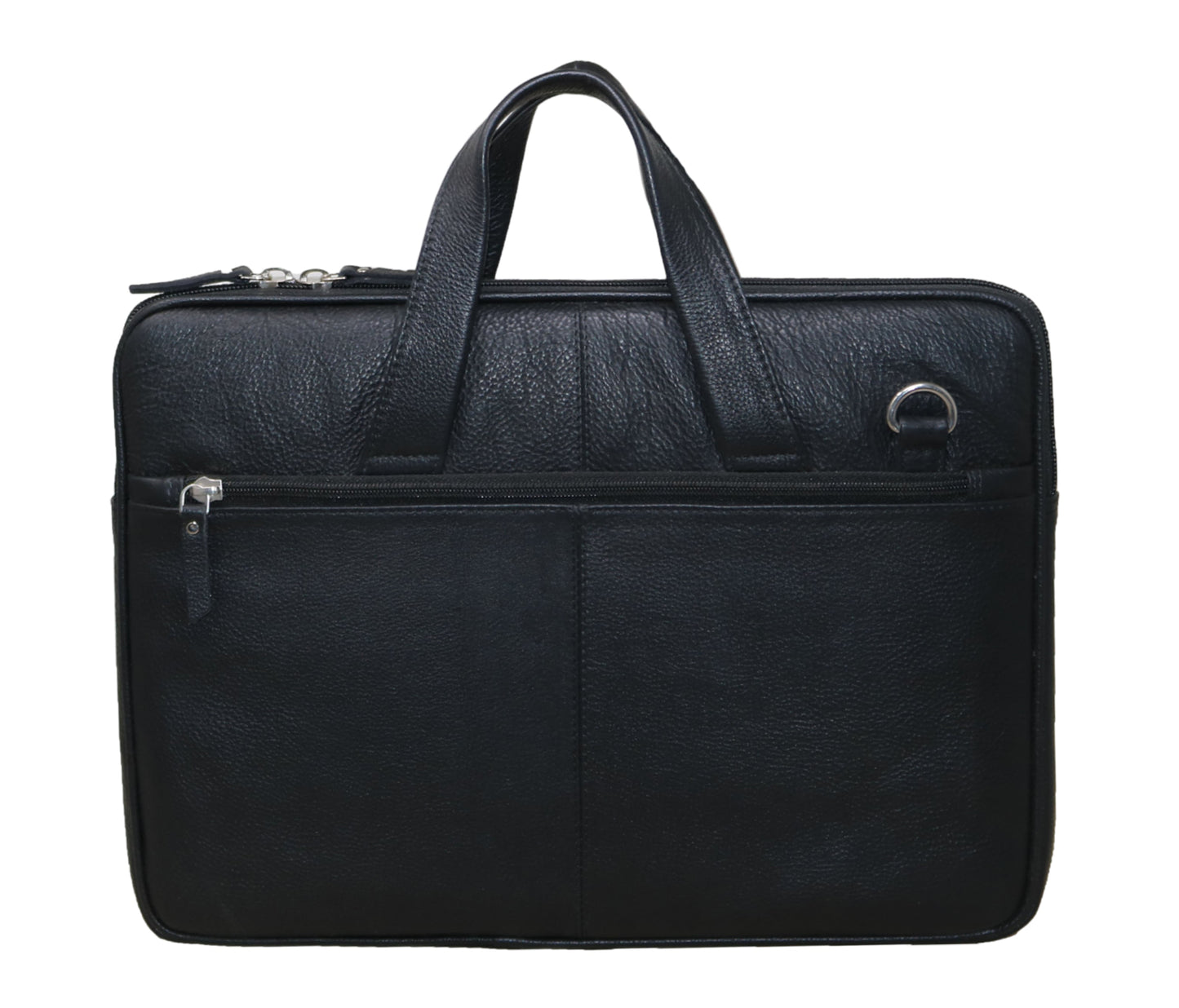 This Sleek Black Leather Laptop Bag Is Crafted From Premium Genuine Leather, Offering A Slim, Durable Design For Men And Women. It Features Sturdy Top Handles, Spacious Zippered Compartment, An Easy-access Front Pocket, Metal Ring Optional Shoulder Strap. Fits Laptops Up To 15.6 Inches—ideal Professionals, Commuters, Or Travelers. Stylish Personalized Birthday Gift, Graduation Customized Work Any Occasion.