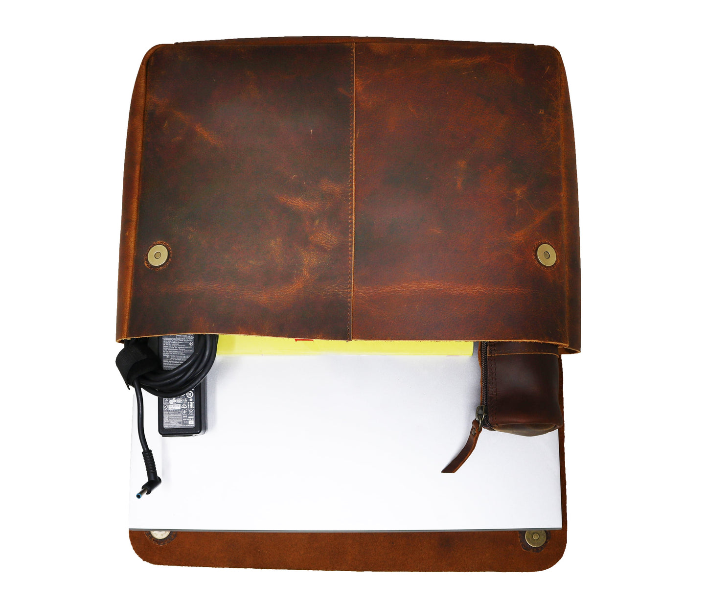 This Rugged, Artisan-made Leather Sleeve Is Crafted From Rich Full-grain Cowhide, Designed To Hold Laptops, Chargers, Cables, And Daily Tech Essentials. A Protective Flap With Magnetic Closures Ensures Secure, Easy Access. The Spacious Interior Fits Devices, Documents, Accessories Ease. Ideal For Professionals, Students, Or Travelers, It’s Timeless Customized Gift Men Women, Thoughtful Personalized Birthday Graduation Blending Style Practicality.