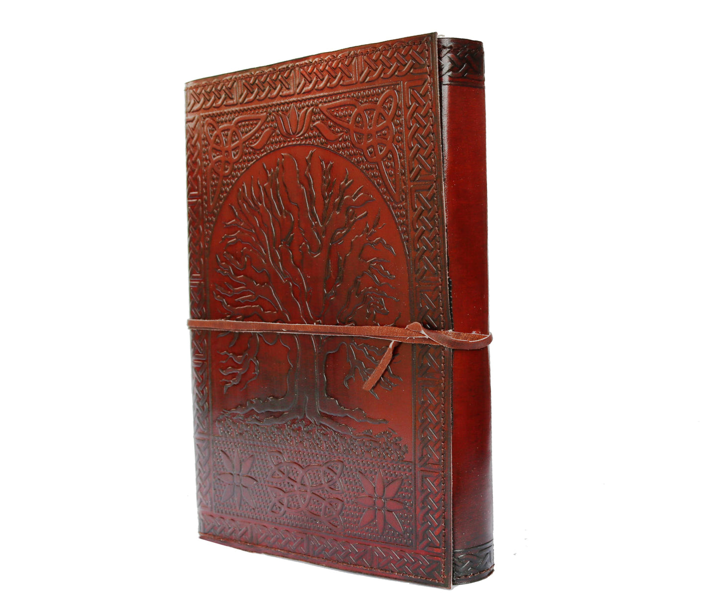 Personalized Tree Of Life Leather Journal, Crafted From Richly Tanned Leather And Featuring An Intricately Hand-tooled Cover Symbolizing Wisdom, Strength, And Connection. The Classic Wrap Closure Adds Vintage Charm While Keeping Your Thoughts Secure. Inside, Thick, Eco-friendly, Acid-free Pages Are Perfect For Writing, Sketching, Or Note-taking. A Customized Gift For Men And Women, It’s An Ideal Birthday Gift, Graduation Gift, Or Spiritual Companion For Mindful Journaling And Meaningful Expression.