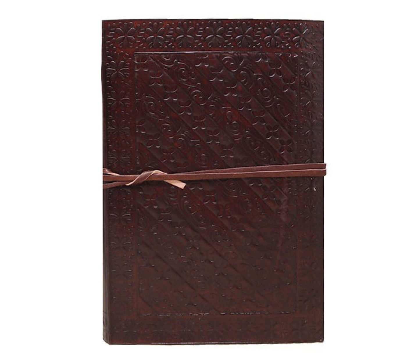 Step Into Timeless Elegance With This Handcrafted Leather Journal, Featuring Subtle Diagonal Floral Embossing And A Classic Wrap Tie. Made From Rich Brown Genuine Leather, It Offers Unlined, Acid-free Pages For Writing, Sketching, Or Rituals. Personalized, Minimalist Keepsake Artisanal Charm, It’s An Ideal Customized Birthday Graduation Gift Men Women—perfect Poets, Seekers, Creatives Who Value Beauty In Every Page.
