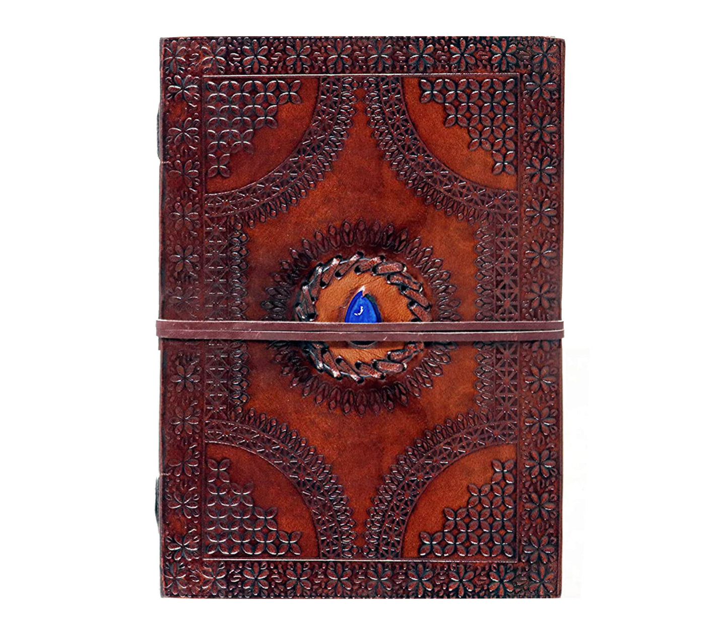 This Personalized Handcrafted Leather Journal Features An Intricately Embossed Cover With A Striking Blue Stone, Offering Mystique And Individuality. Made From Rich Brown Secure Wrap Tie, It’s Customized Space For Dreams, Travel Notes, Or Reflections. Thoughtful Gift Men Women, Perfect As Graduation Gift, Birthday Present, Creative Keepsake—combining Artistic Charm, Spiritual Elegance, Everyday Functionality.