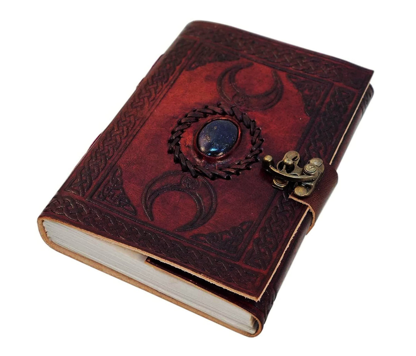Unfold your creativity with this hand-embossed leather journal, a perfect fusion of spiritual symbolism and artisan craftsmanship. Featuring beautifully detailed floral medallion mandala pattern, it symbolizes balance, mindfulness, harmony—ideal for meditation notes, dream journaling, or creative writing. Expertly crafted from genuine leather, its rich reddish-brown tone develops unique patina use. The intricate Celtic borderwork frames the design, adding vintage charm. A thoughtful customized personalized