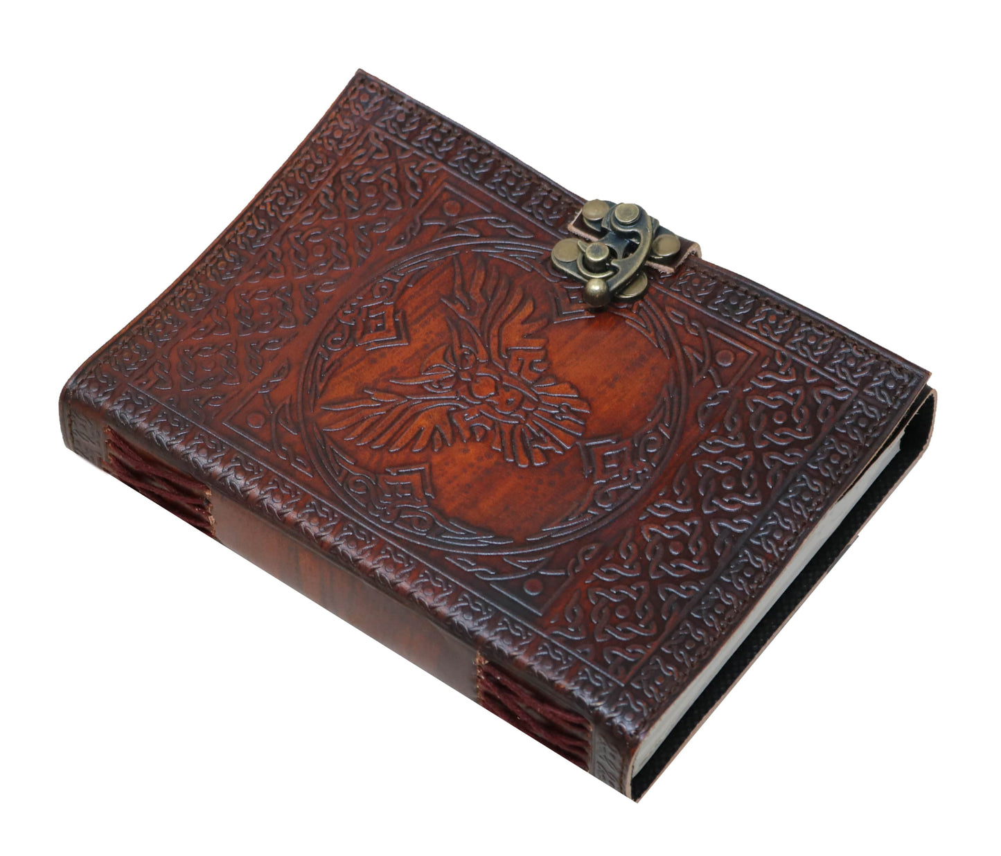 Unleash The Fire Of Imagination With This Exquisite Phoenix-embossed Leather Journal—a Tribute To Transformation, Rebirth, And Inner Strength. Handcrafted From Premium Full-grain Leather, Its Deep Reddish-brown Tones Antique-style Brass Clasp Evoke Mystery Elegance. Bold Phoenix Design Rises An Intricately Detailed Border, Making It A Powerful Companion For Writers, Artists, Dreamers. Inside, Thick Unlined Handmade Paper Invites Your Thoughts, Sketches, Or Stories a Perfect Customized Personalized Gift