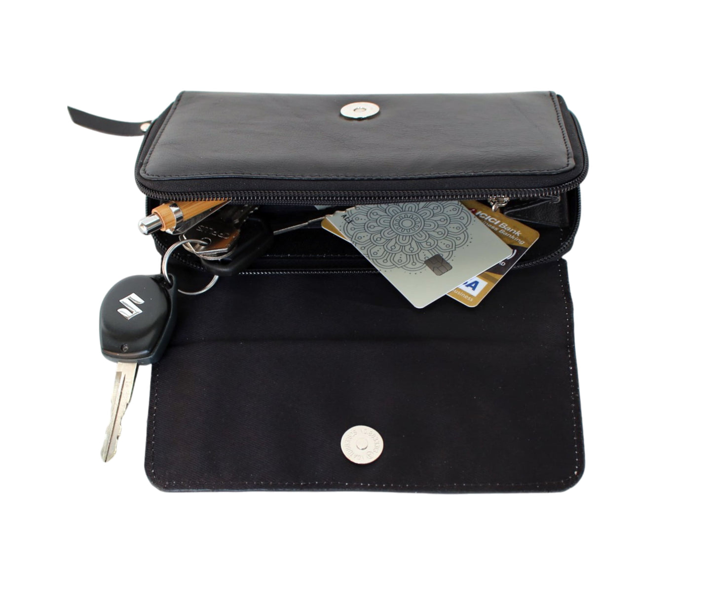 This Personalized Women’s Leather Wallet Is Perfect For Regular Use, Office Wear, And Party Outings, Offering Smart Storage Cards, Cash, Coins, Keys. Featuring Secure Zipper Snap Closures, It Ensures Valuables Stay Safe Organized. With Multiple Compartments A Coin Pouch, It’s Designed Modern Convenience. Its Elegant Black Design Suits Any Outfit. Stylish Customized Birthday Or Graduation Gift Men Women, Blends Functionality Fashion.
