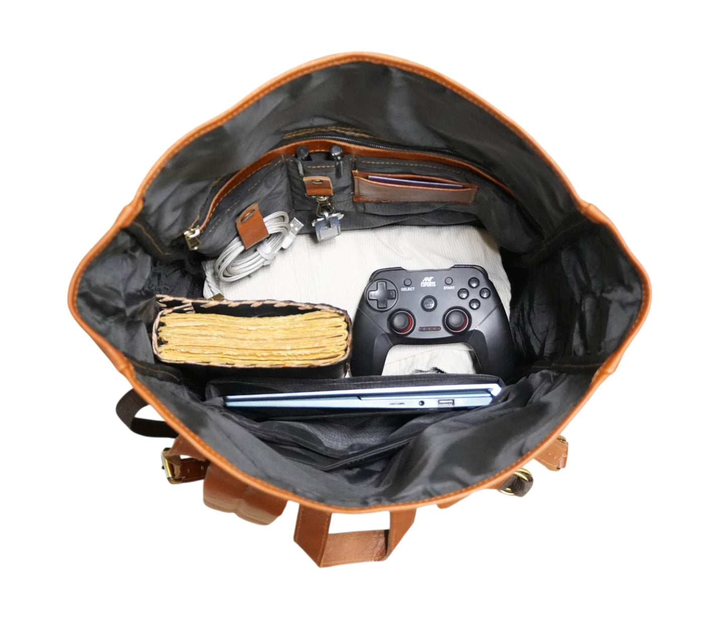 This Handmade Tan Leather Roll-top Backpack Is A Personalized And Practical Choice For Those Who Appreciate Craftsmanship. Crafted From Genuine With Rich Sheen Smooth Texture, It Suits Both Casual Professional Looks. The Interior Features Durable Lining, Padded 15-inch Laptop Sleeve, Zip Pocket, Compartments Gadgets Essentials. Customized Gift Men Women, Makes Perfect Birthday Or Graduation Gift—timeless, Functional, Stylish.