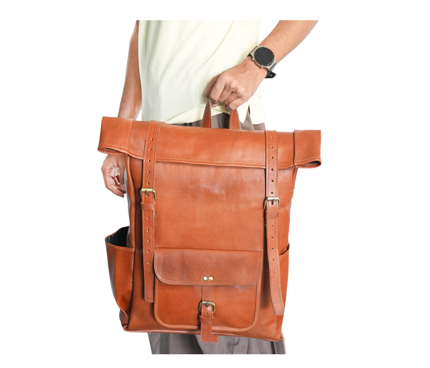 This Genuine Leather Backpack In A Rich Tan-brown Shade Blends Timeless Style With Functionality. Featuring Padded 17.3” Laptop Sleeve, Spacious Compartments, And An Anti-theft Pocket, It’s Perfect For Work, College, Or Travel. Vintage Brass Hardware Push-locks, It Makes Stylish, Durable Choice. Customized Personalized Gift Men Women—ideal As Birthday Gift, Graduation Everyday Companion.