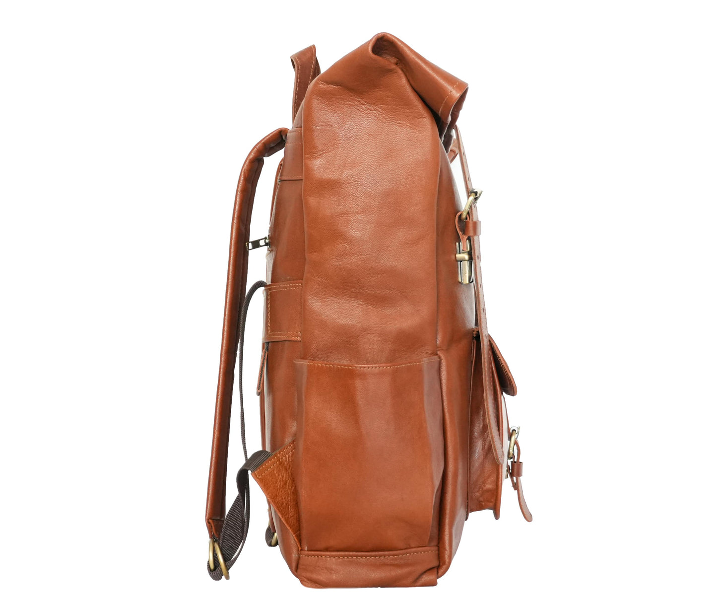 This Genuine Tan Leather Roll-top Backpack Is A Personalized Blend Of Timeless Style And Everyday Utility. Crafted From Premium With Smooth, Semi-gloss Finish, It Features Brass-polished Buckles, Padded Adjustable Straps, Side Pockets For Essentials. Its Sleek Design Suits Both Work Travel. Thoughtful Customized Gift Men Women, It’s Ideal Birthdays, Graduation, Or Any Occasion That Calls Meaningful, Stylish, Durable Companion.