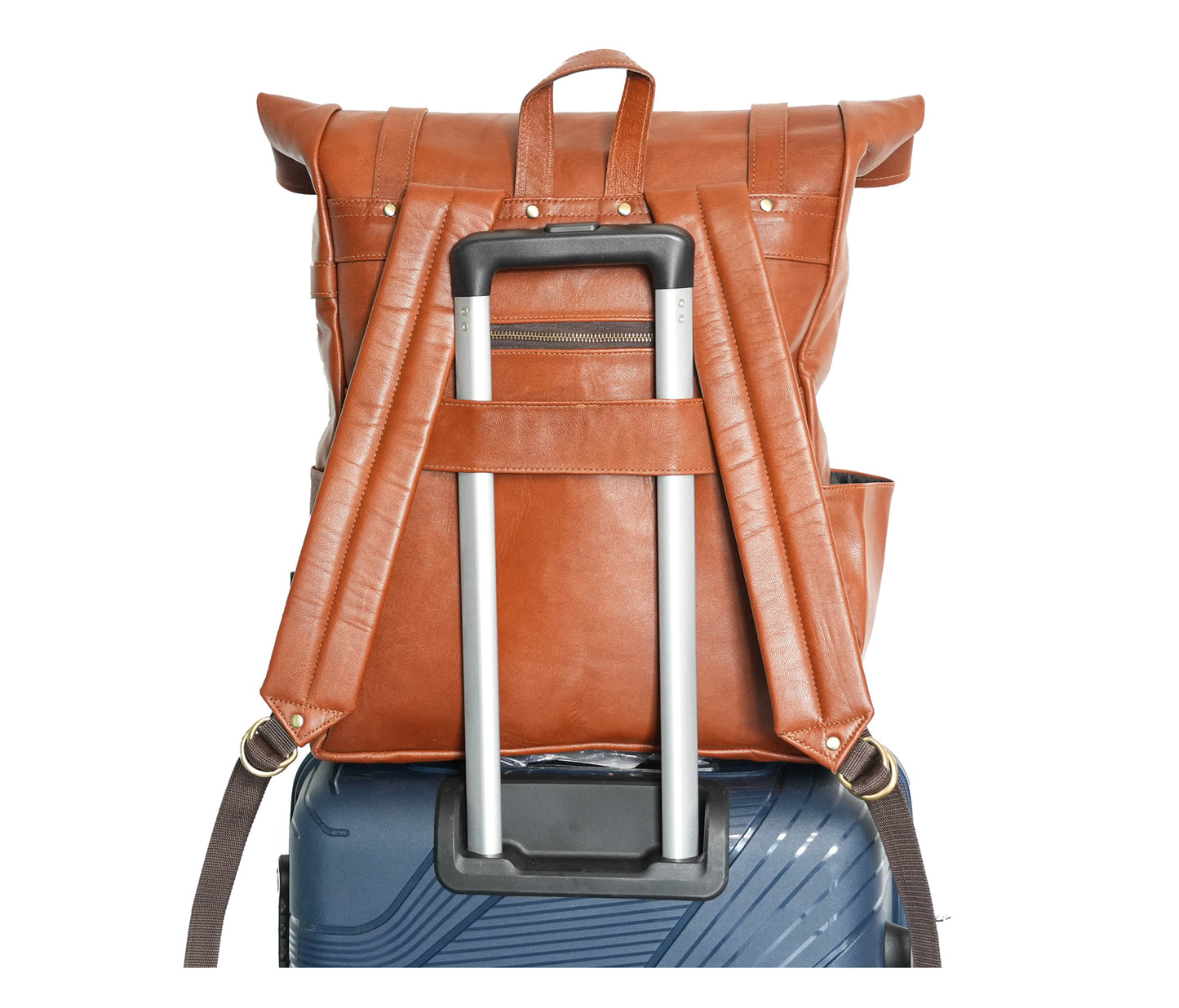 This Genuine Leather Backpack In A Rich Tan-brown Shade Combines Premium Texture With Practical Design—perfect For Men And Women On The Go. It Features A Convenient Luggage Strap That Securely Attaches To Your Trolley Handle, Making Travel Seamless. The Organized Interior Includes A Padded Laptop Compartment (Fits Up To 17.3”), Ipad Sleeve, Phone Pocket, Key Holder, Pen And Cable Organizer, And A Zippered Pocket. A Great Personalized Or Customized Birthday Or Graduation Gift For Stylish Professionals And Tr