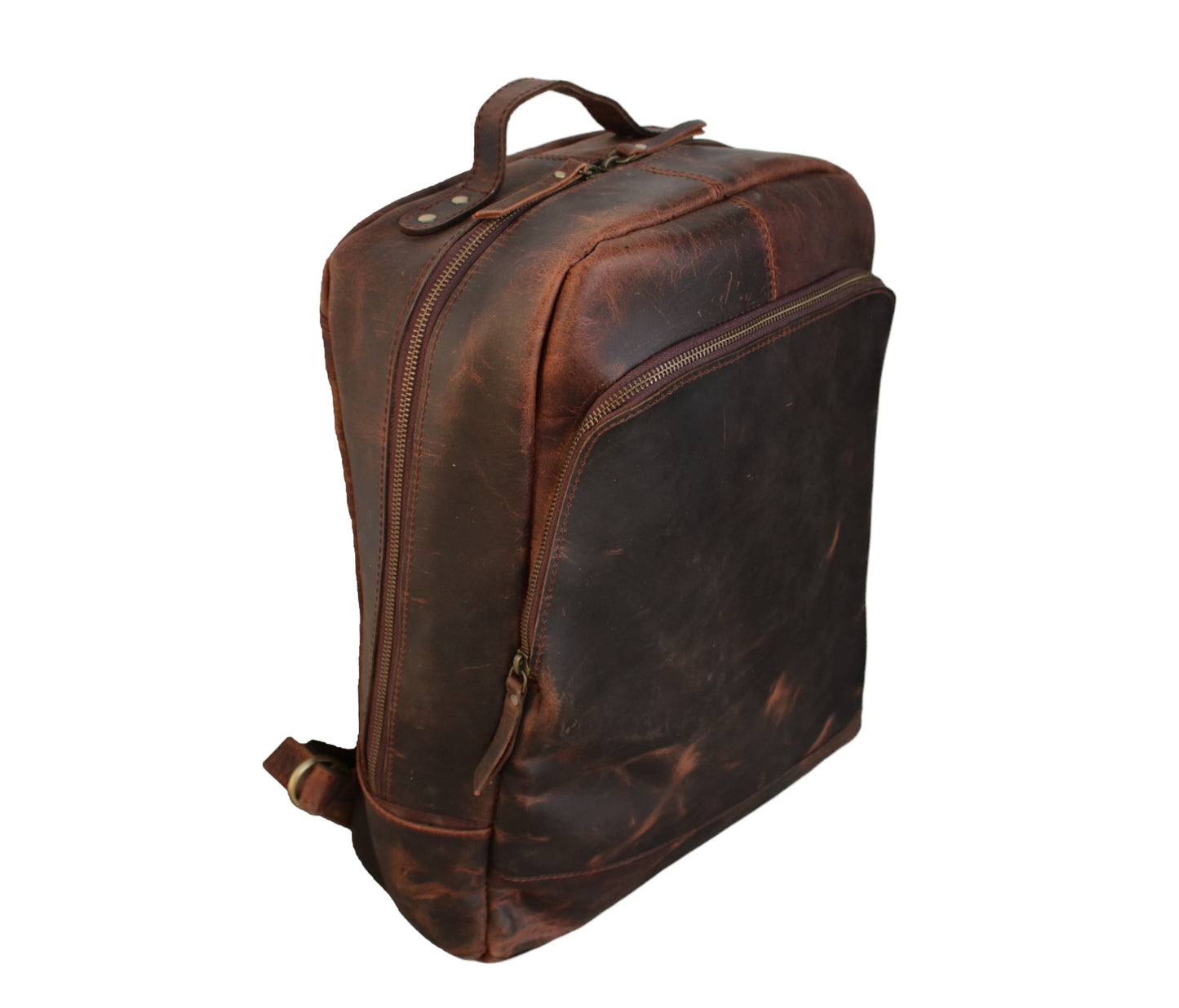 This Handcrafted Genuine Leather Backpack Features A Rich Dark Brown Vintage Finish, Blending Rugged Charm With Lasting Durability. Perfect Personalized Or Customized Gift For Men And Women, It’s Ideal Work, College, Travel, Daily Use. The Spacious Main Compartment Fits Laptops Essentials, While Front Zippered Pocket Offers Quick Access. Sturdy Top Handle Padded Straps, It Makes Thoughtful Graduation Birthday Timeless Style Functionality.