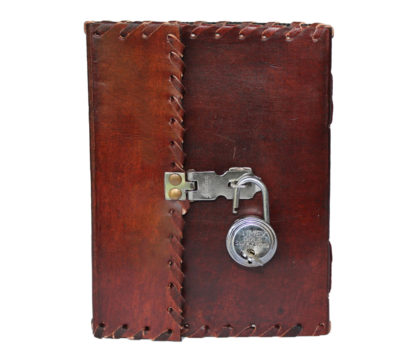 This handcrafted leather journal features a rugged design with hand-stitched details and vintage-style hasp secured by metal combination padlock. Made from genuine unlined, acid-free pages, it’s perfect as personalized diary, customized travel journal, or spell book. Measuring 7x5 inches, portable yet spacious. A thoughtful birthday graduation gift for men women—ideal writers, teens, artists who value privacy, craftsmanship, timeless design.